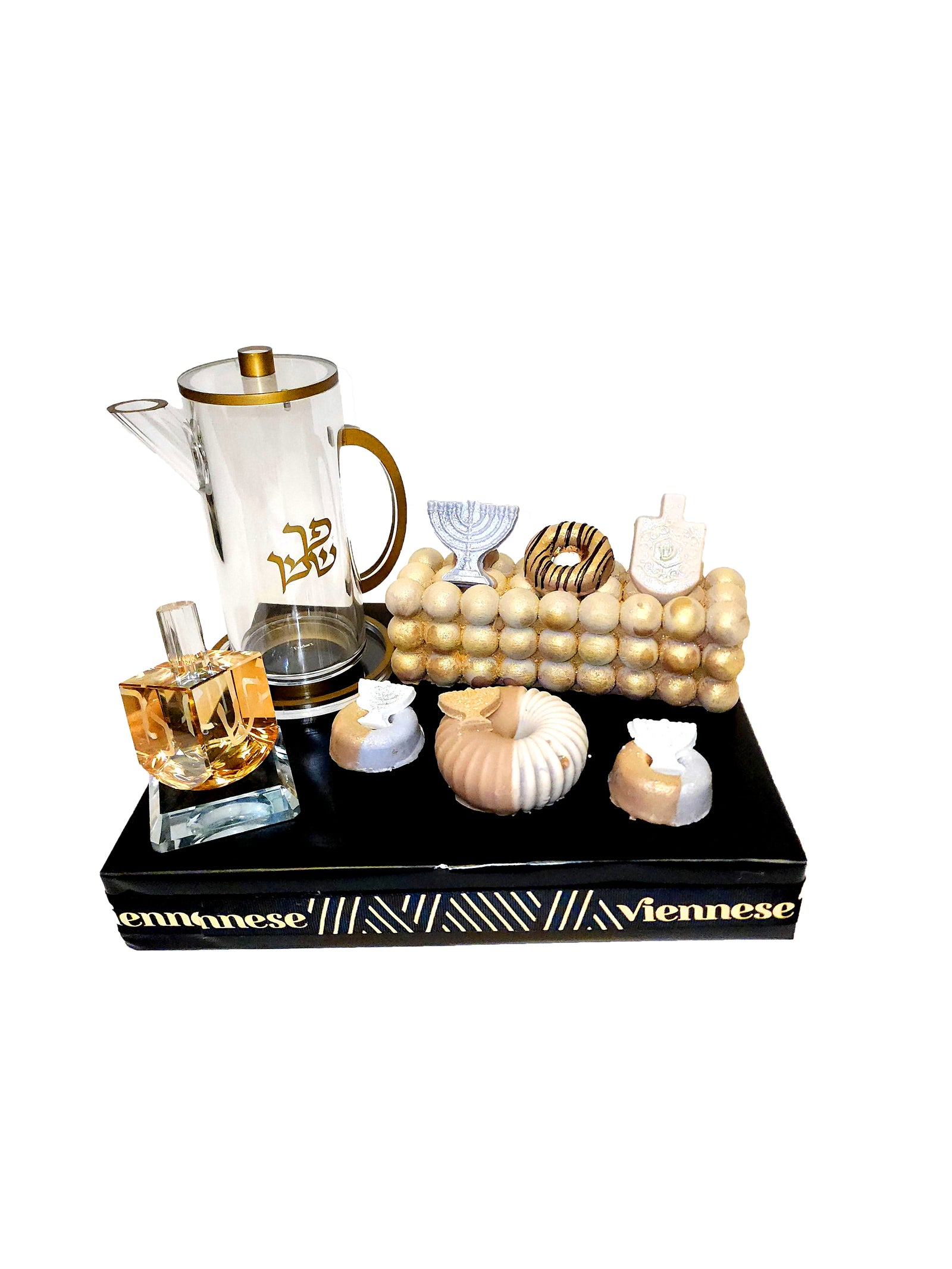 Chanukah Chocolates Gift Arrangement with Acrylic Oil Pitcher