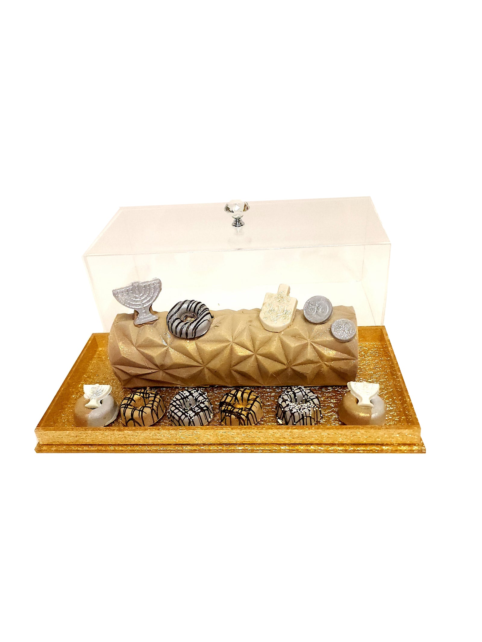 Chanukah Chocolate Log Acrylic Covered Cake Tray