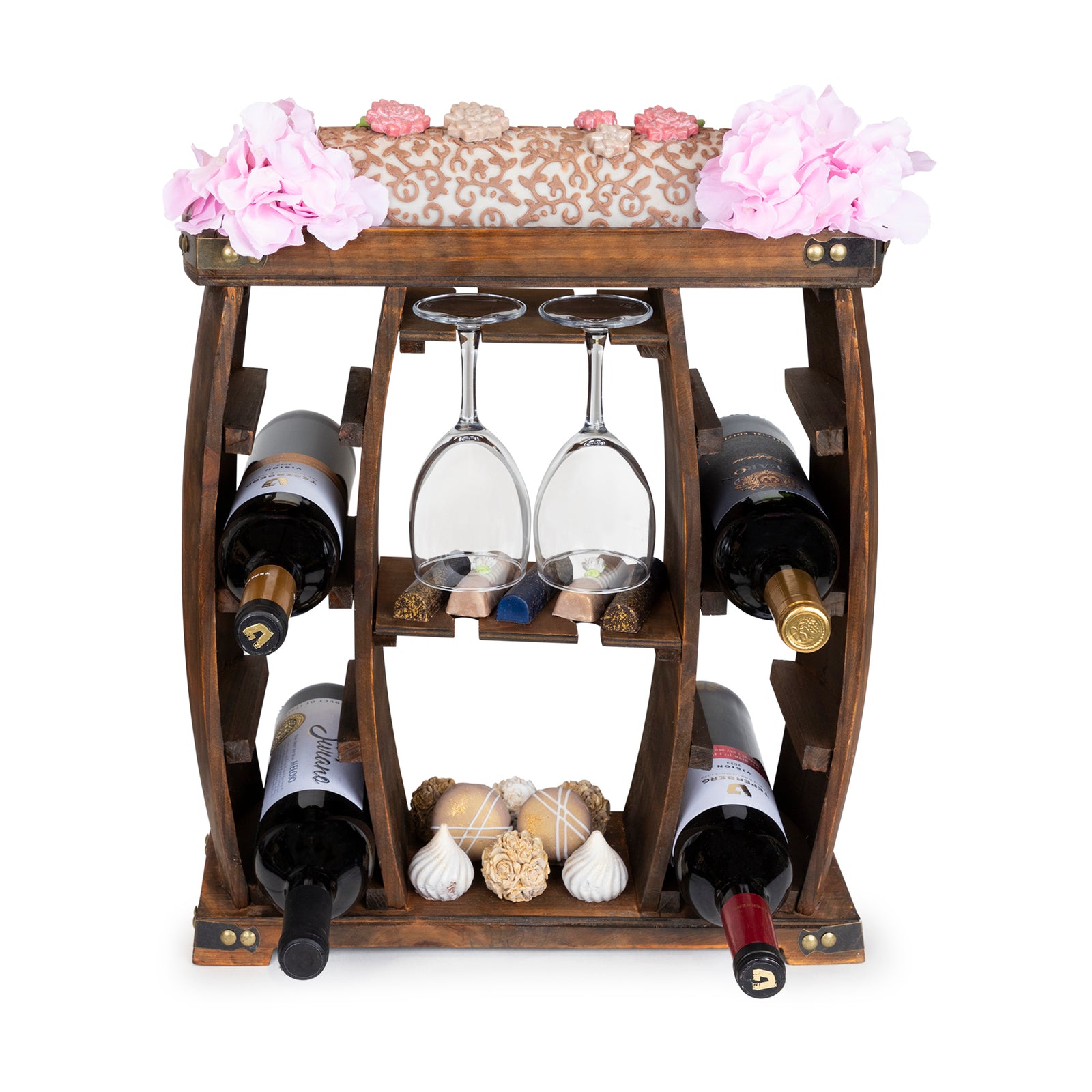 Purim Basket Mishloach Manoswood Rustic Wine Holder