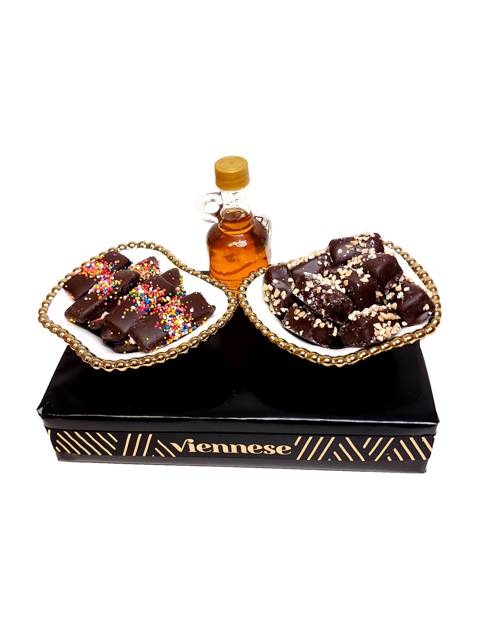 Rosh Hashanah Honey Arrangement 2 White & Gold Apple Dishes