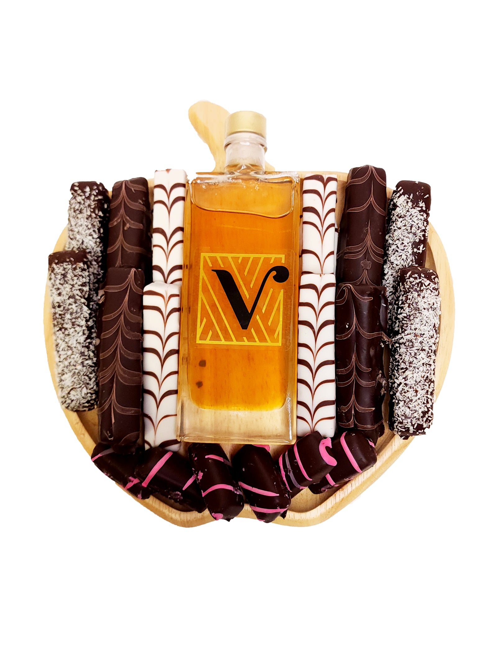 Rosh Hashanah Wood Apple Board Chocolate Honey Gift Platter