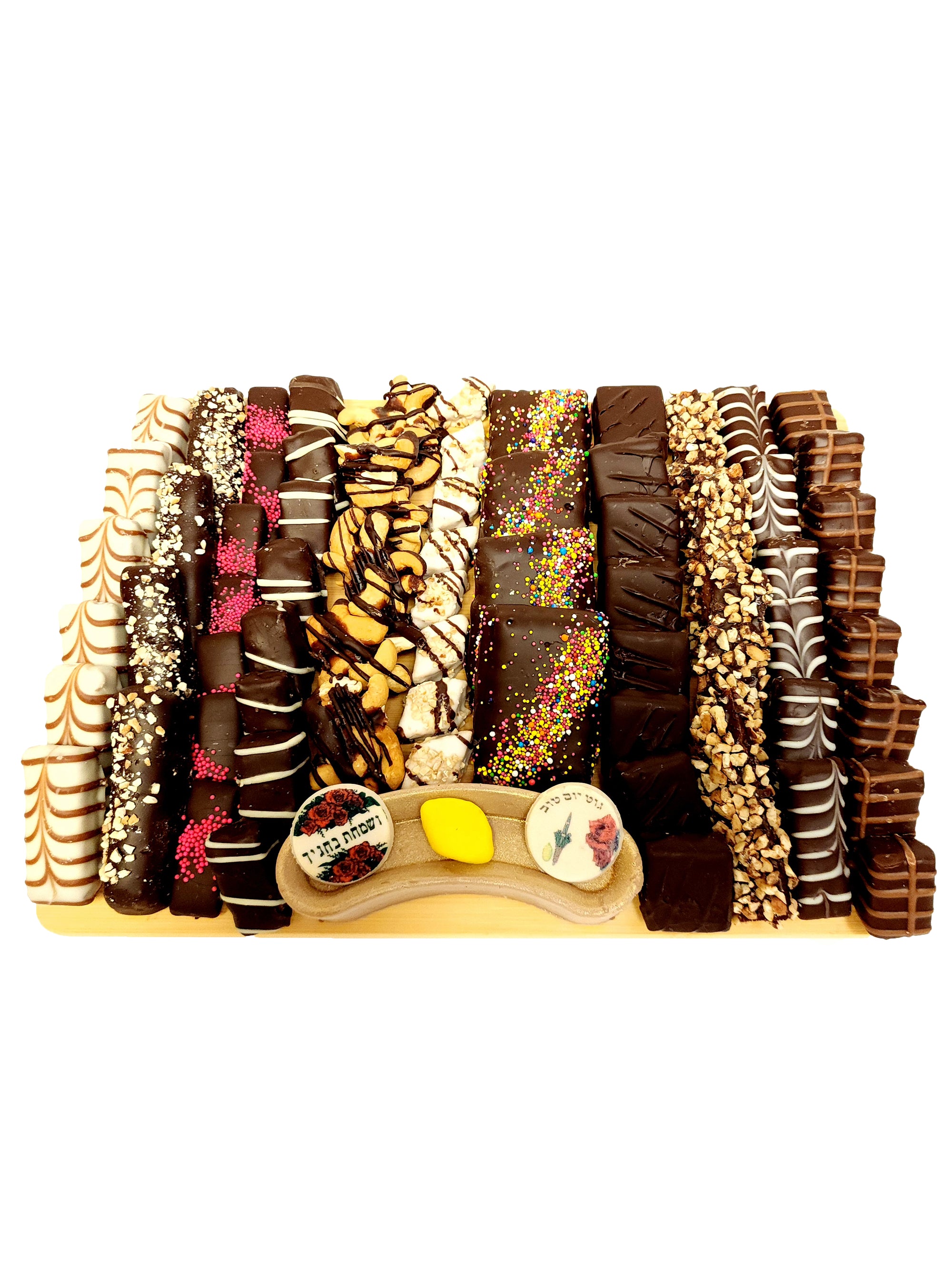 Sukkahs Wood Loaded Chocolate Board Gift Arrangement