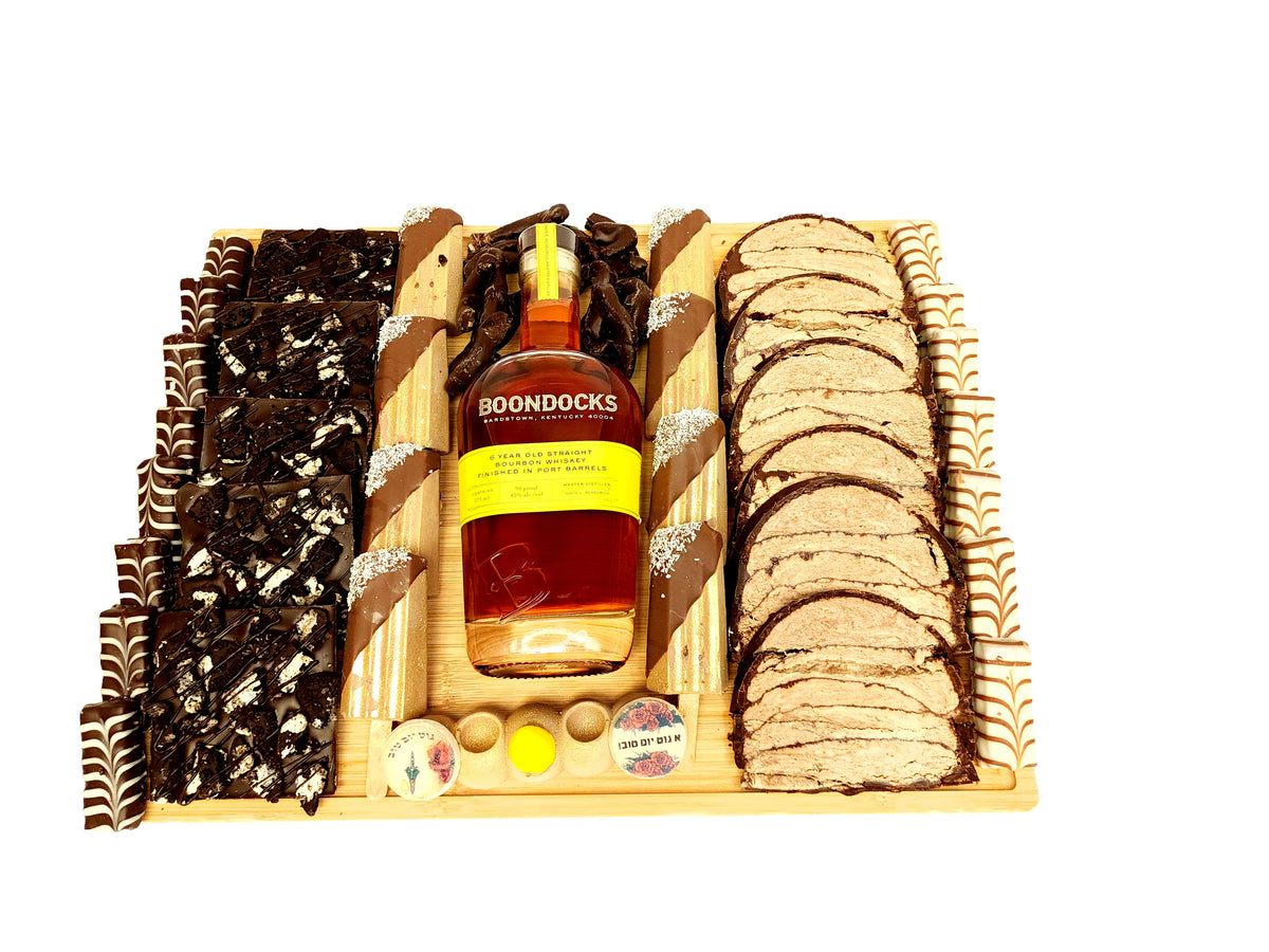 Sukkahs Wood Chocolate Halvah Board Gift Arrangement