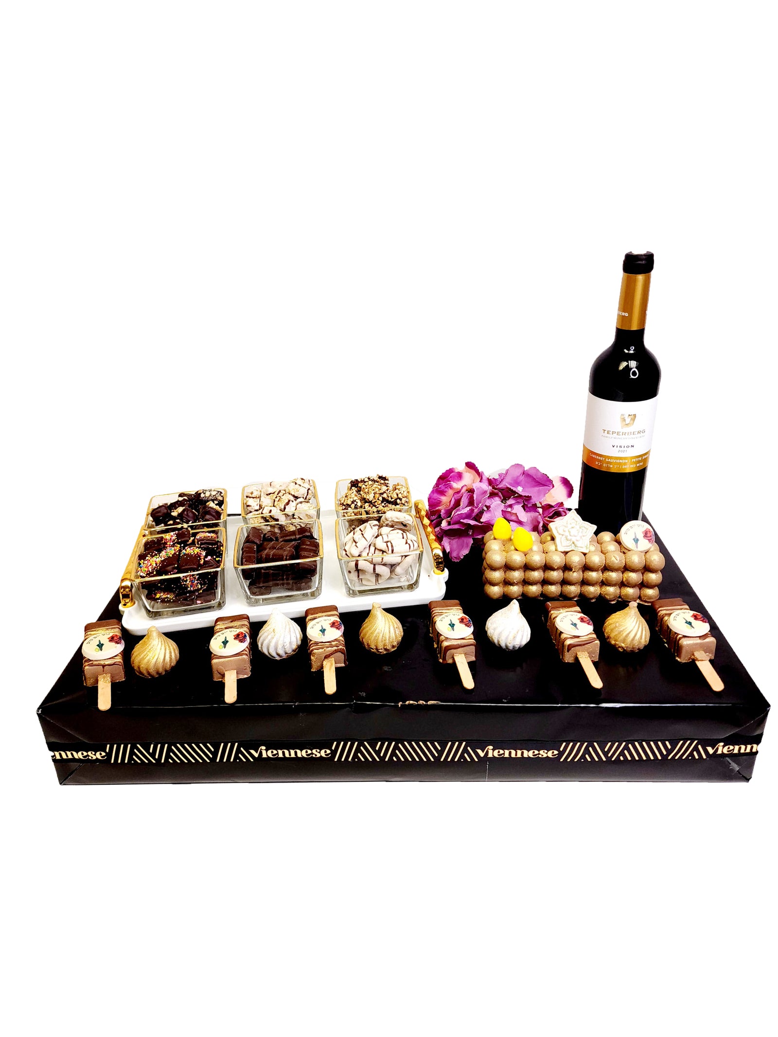 Sukkot Elegant Gold & White 6pc Dip Set Chocolate Gift Arrangement