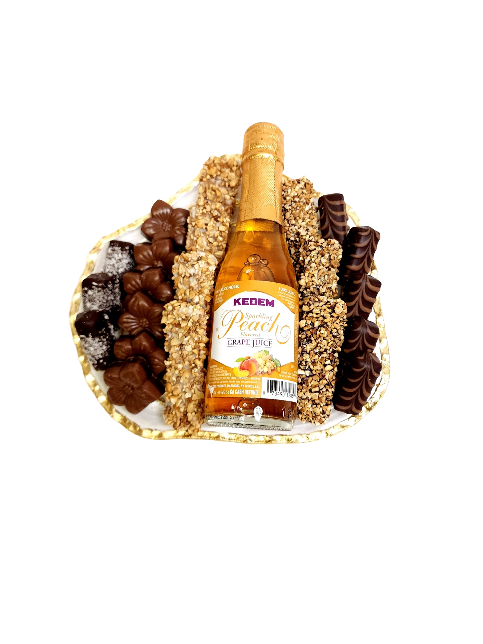 Purim Gift Elegant Glass Gold Round Plate Basket Mishloach Manos