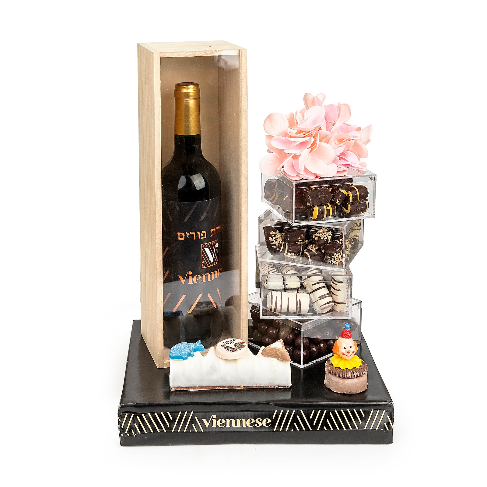 Purim Gift Wood Chest Chocolate Arrangement Basket Mishloach Manos