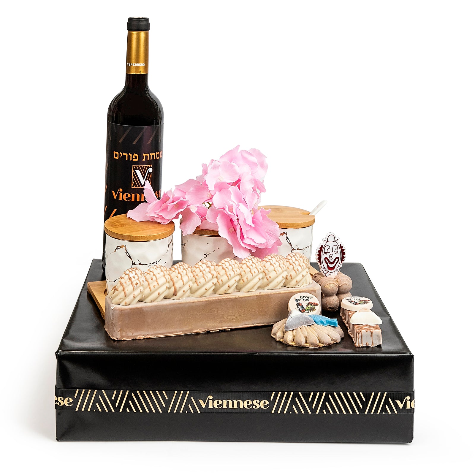 Purim Gift 3pc Canister set Chocolate Arrangement Basket Mishloach Manos