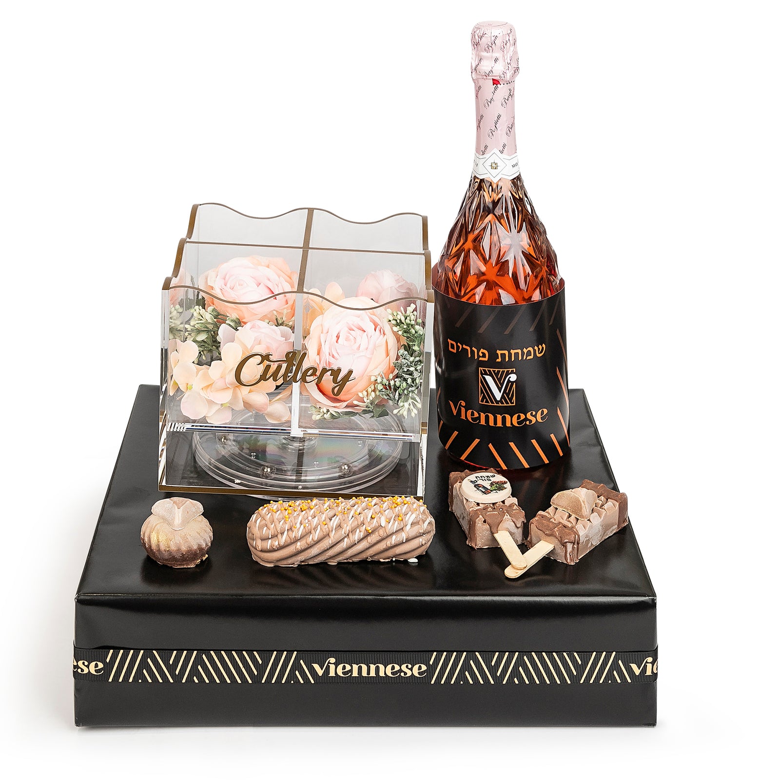 Purim Gift Acrylic Cutlery Caddy Chocolate Arrangement Basket Mishloach Manos