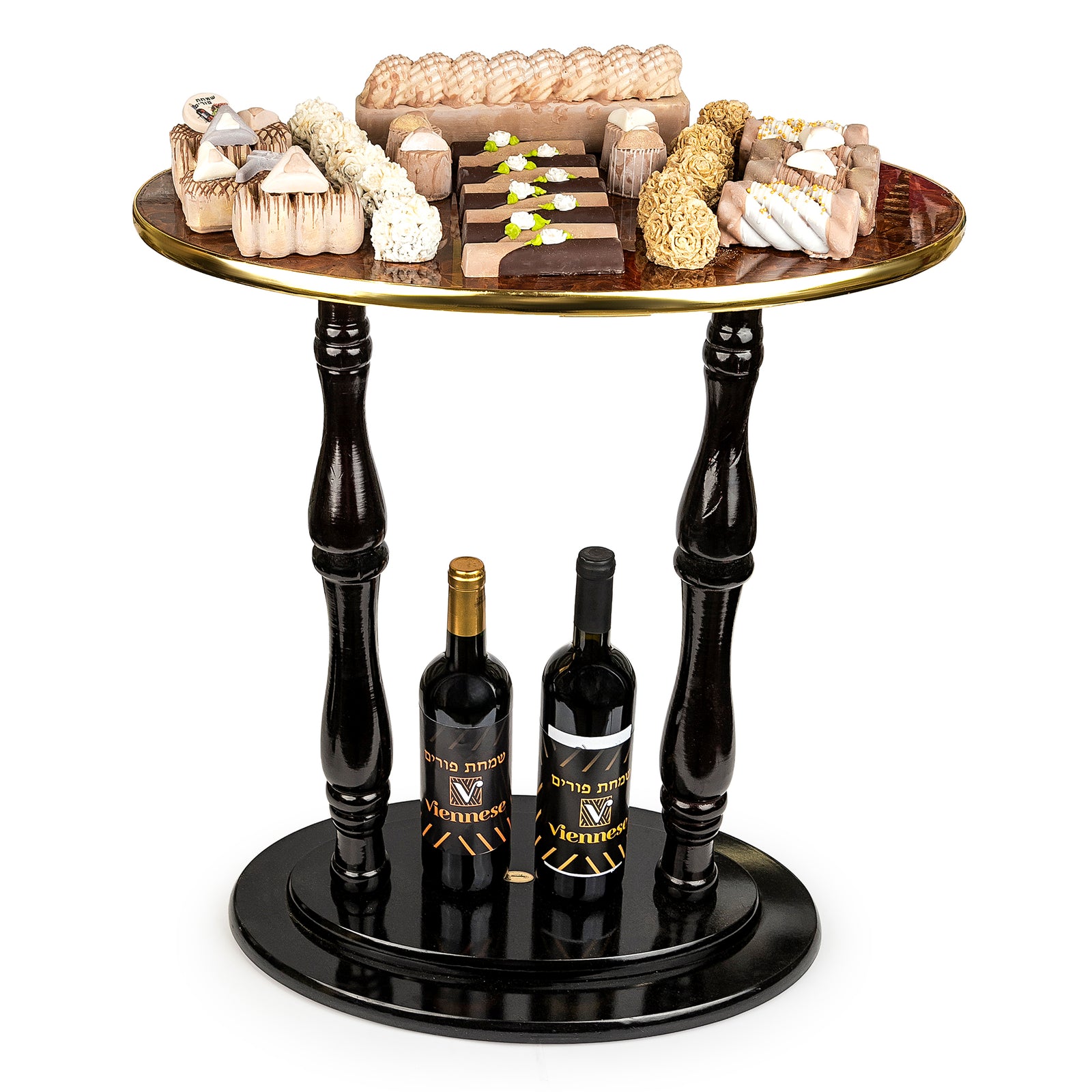 Purim Viennese Mahogany End Table Wrack Chocolate Gift Arrangement Gift Mishloach Man