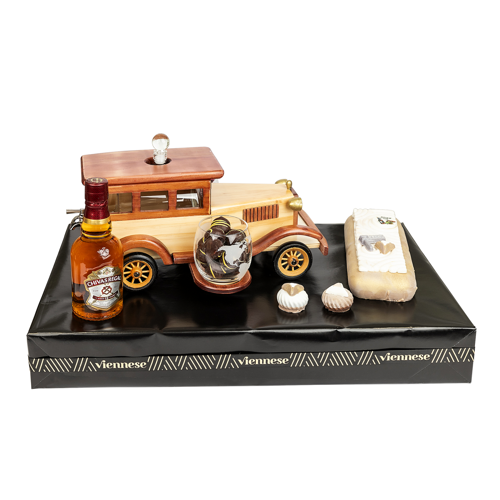 Purim Viennese Car Decanter Chocolate Gift Arrangement Gift Mishloach Manos