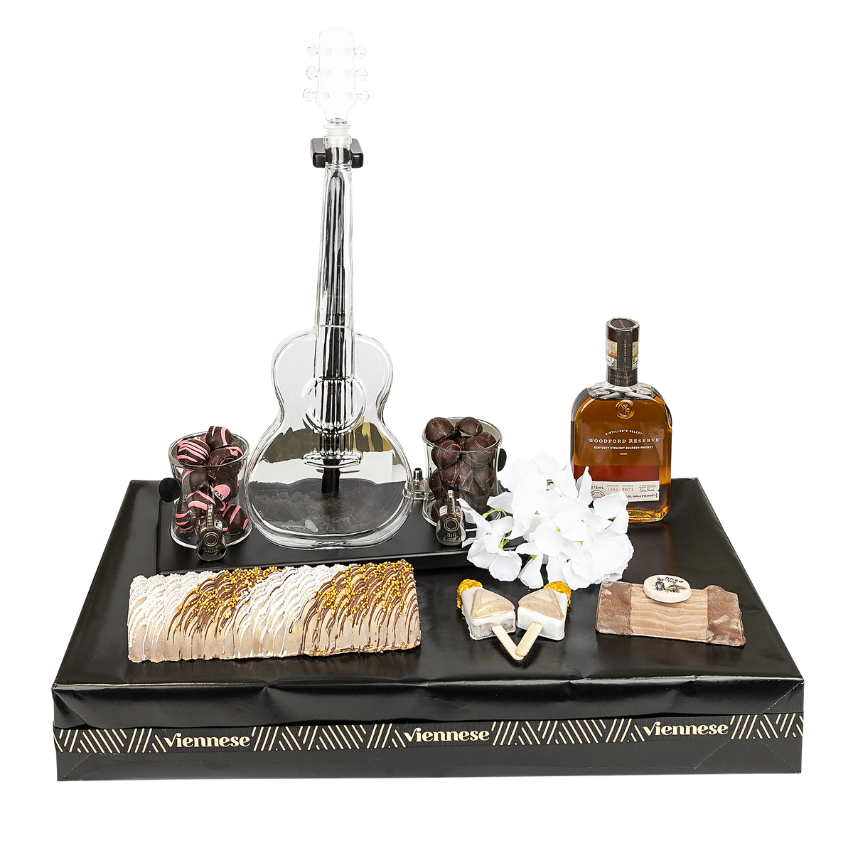 Purim Viennese guitar Decanter set Chocolate Gift Arrangement Gift Mishloach Manos