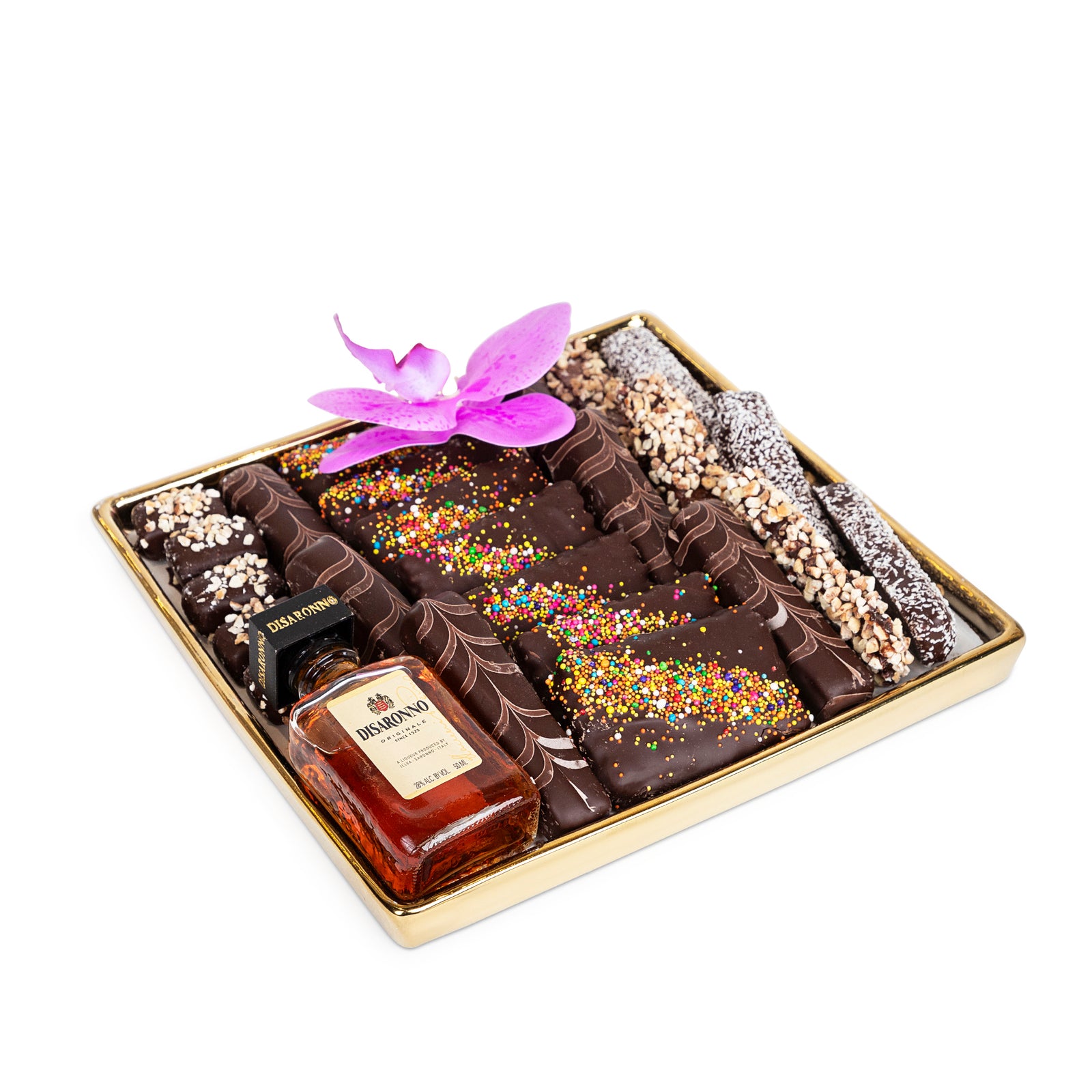 White And Gold Square Plate Mishloach Manos Purim Gift Basket