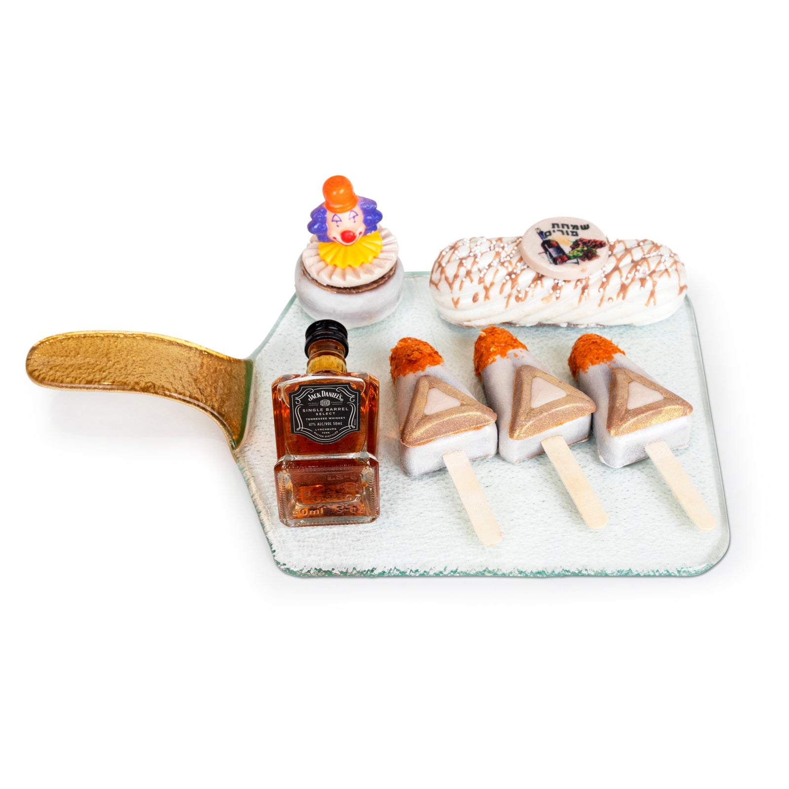 Glass Tray with Handle Mishloach Manos Purim Gift Basket