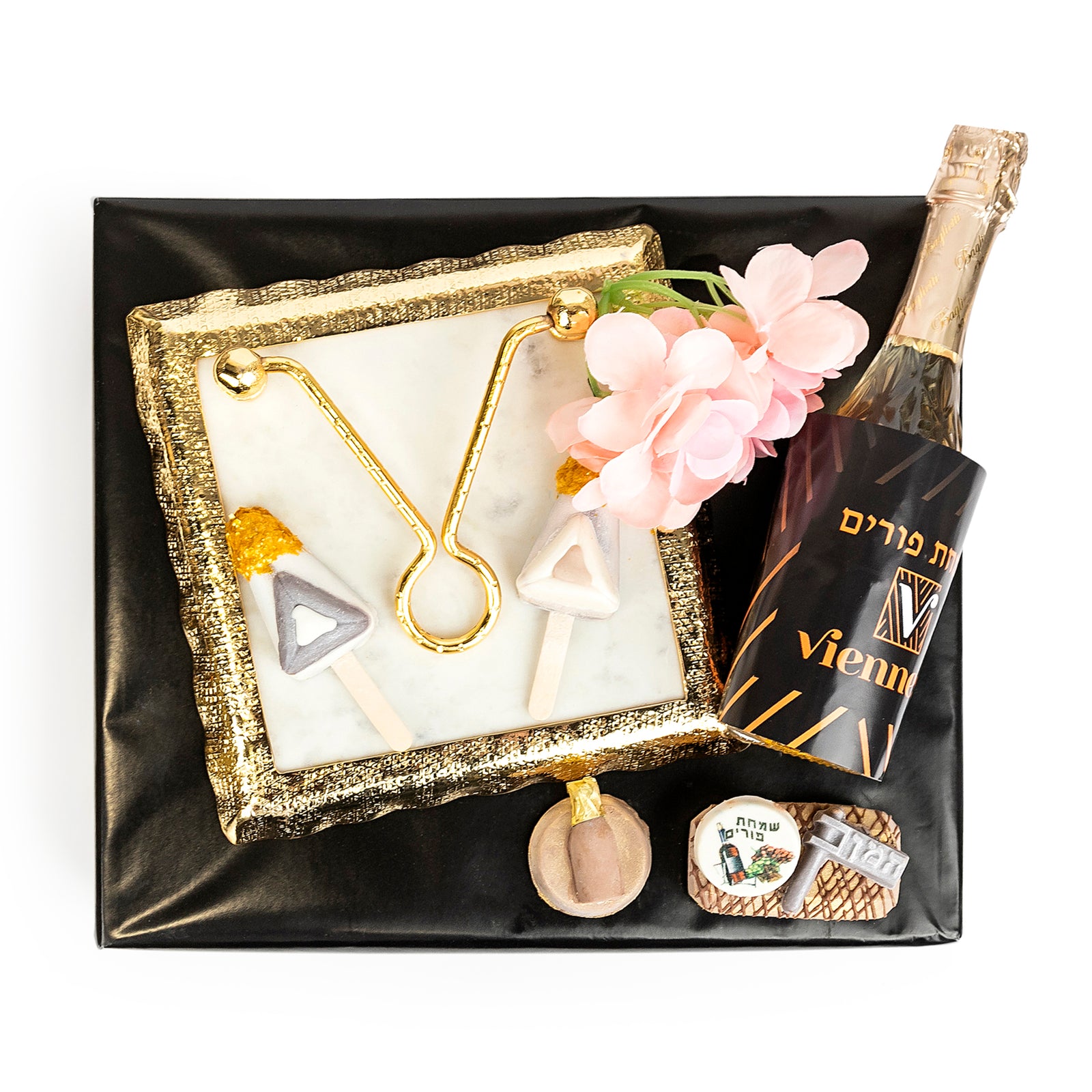 White And Gold Napkin Holder Mishloach Manos Purim Gift Basket