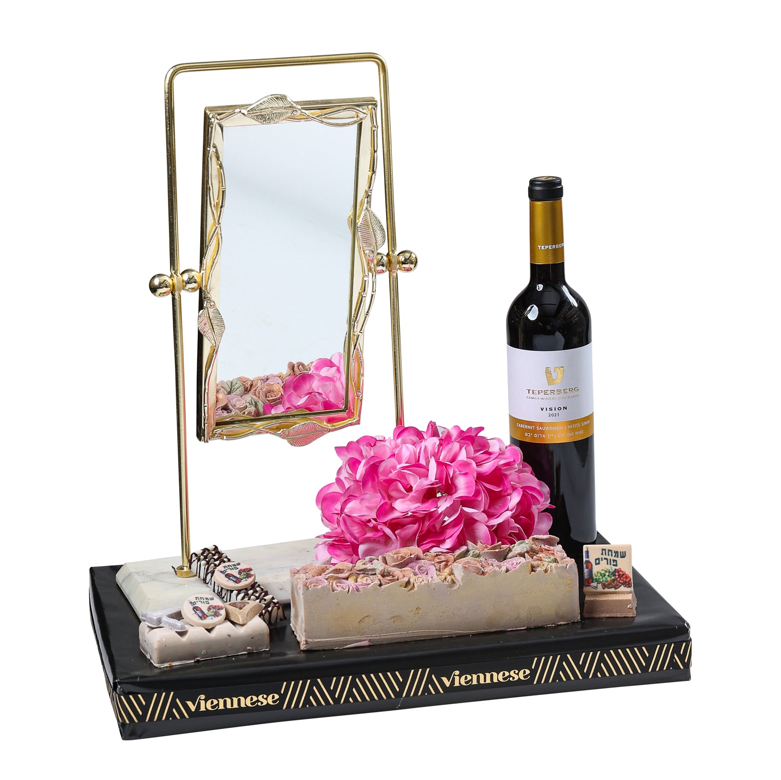 White And Gold Mirror Mishloach Manos Purim Gift Basket
