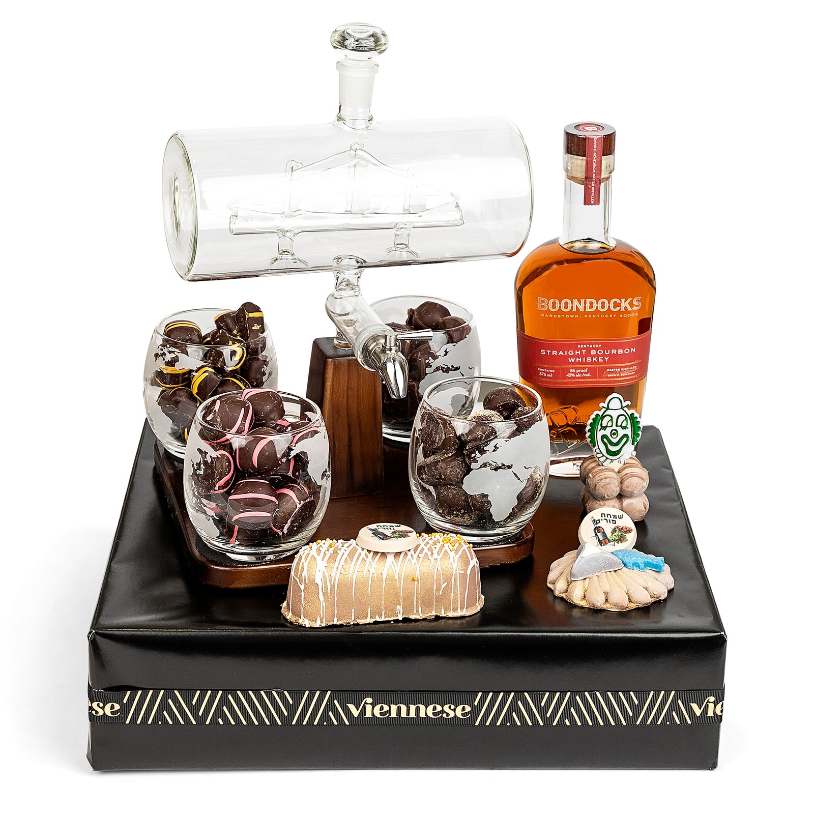 Wine Ship Decanter 4 Cups Mishloach Manos Purim Gift Basket