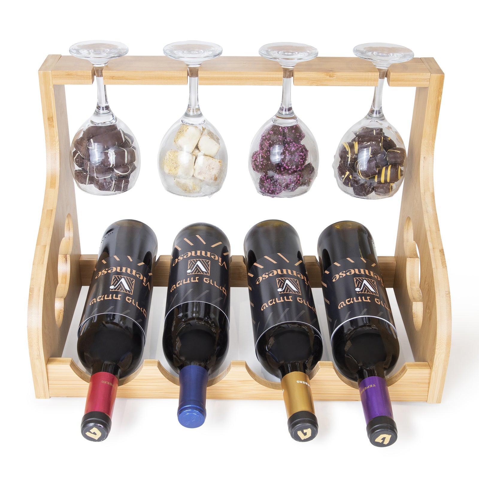 4 Pc Wine Holder Chocolate Purim Gift Basket