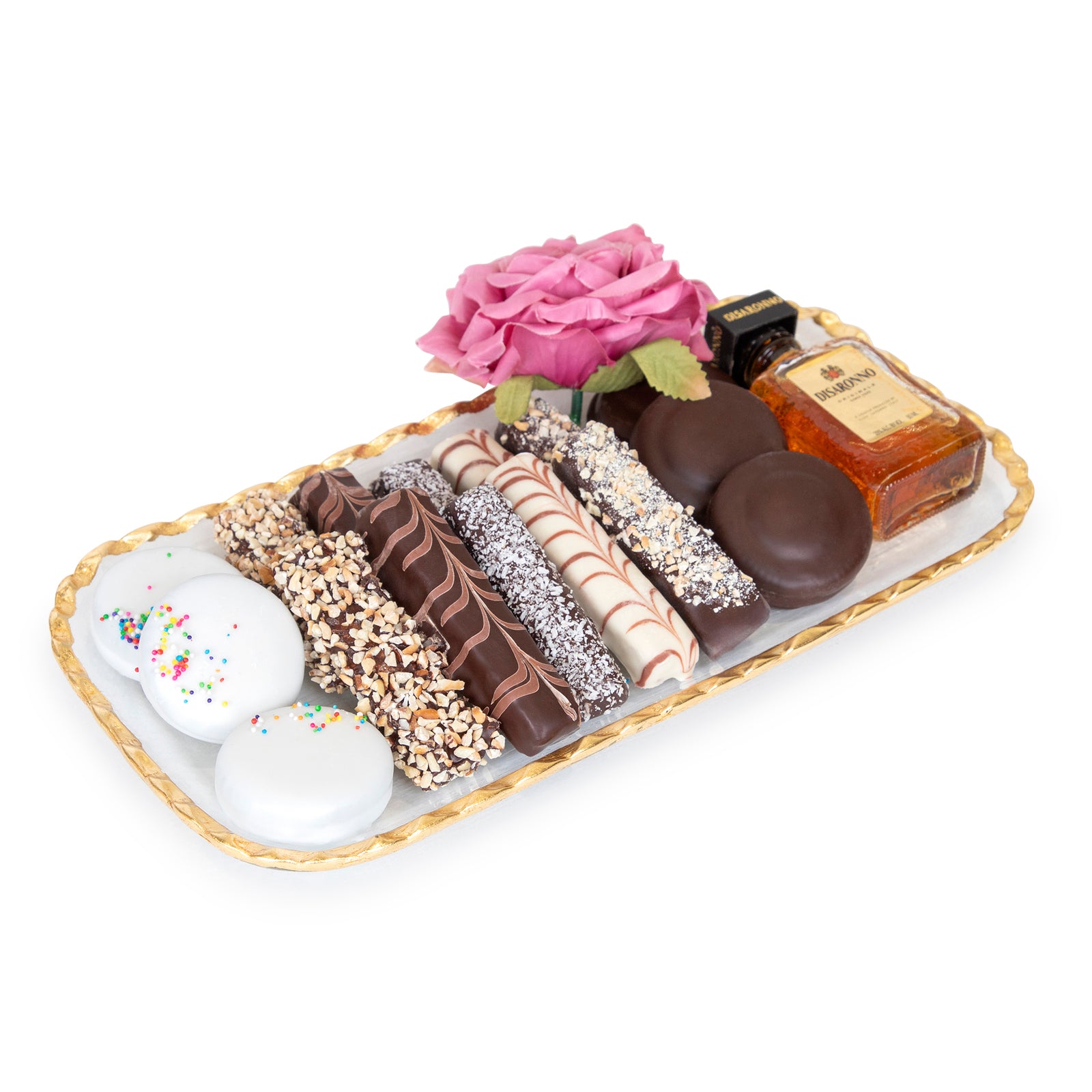 Glass Gold  Oreo Tray Chocolate Purim Gift Basket