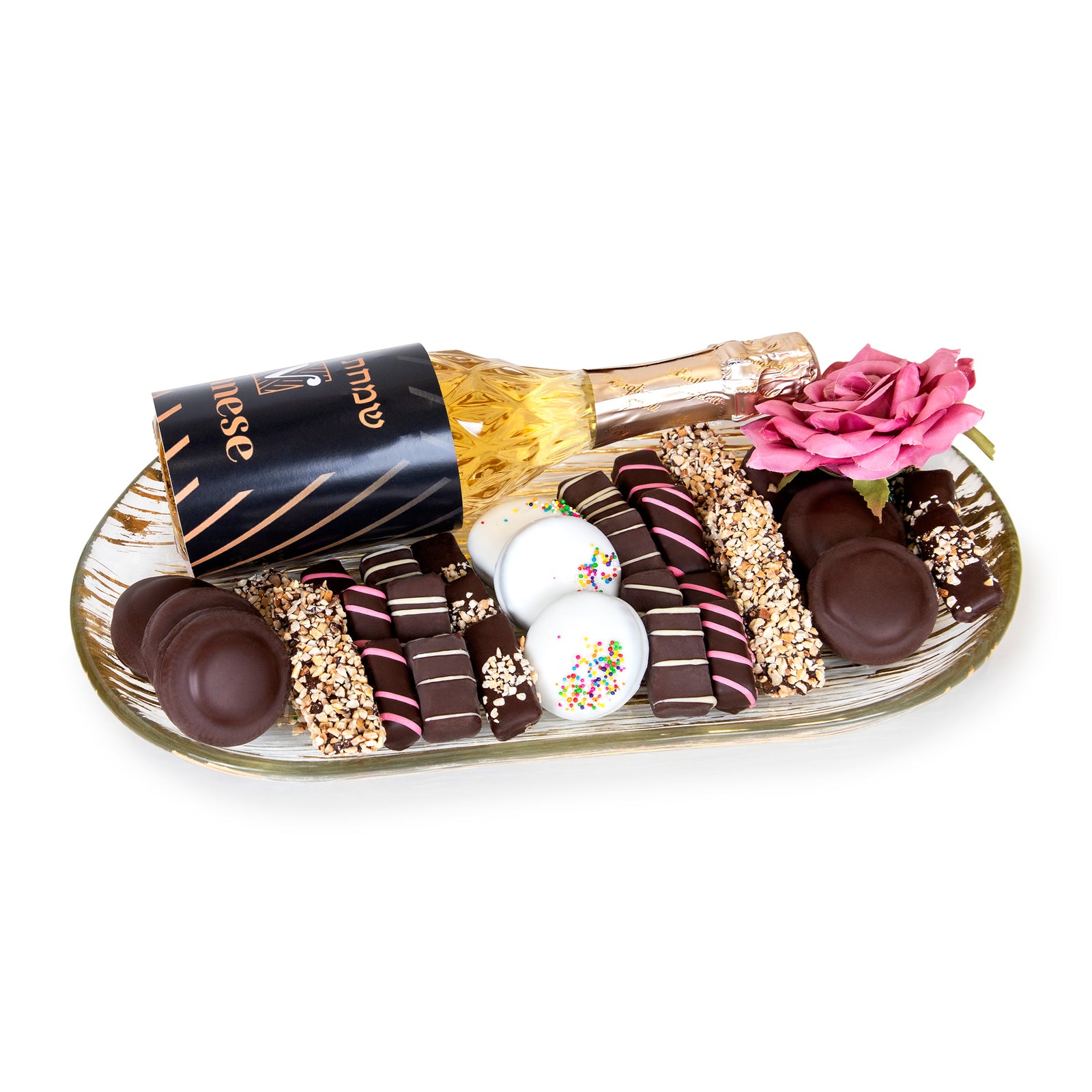 Gold Glass Chocolate Purim Gift Basket
