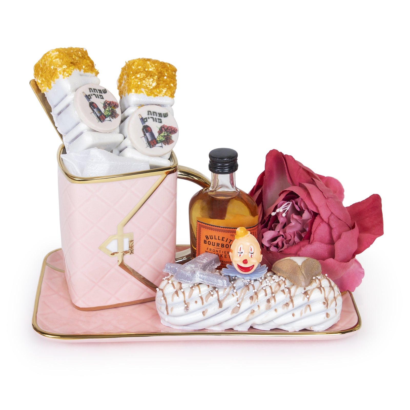 Pink Coffe Cup Chocolate Purim Gift Basket