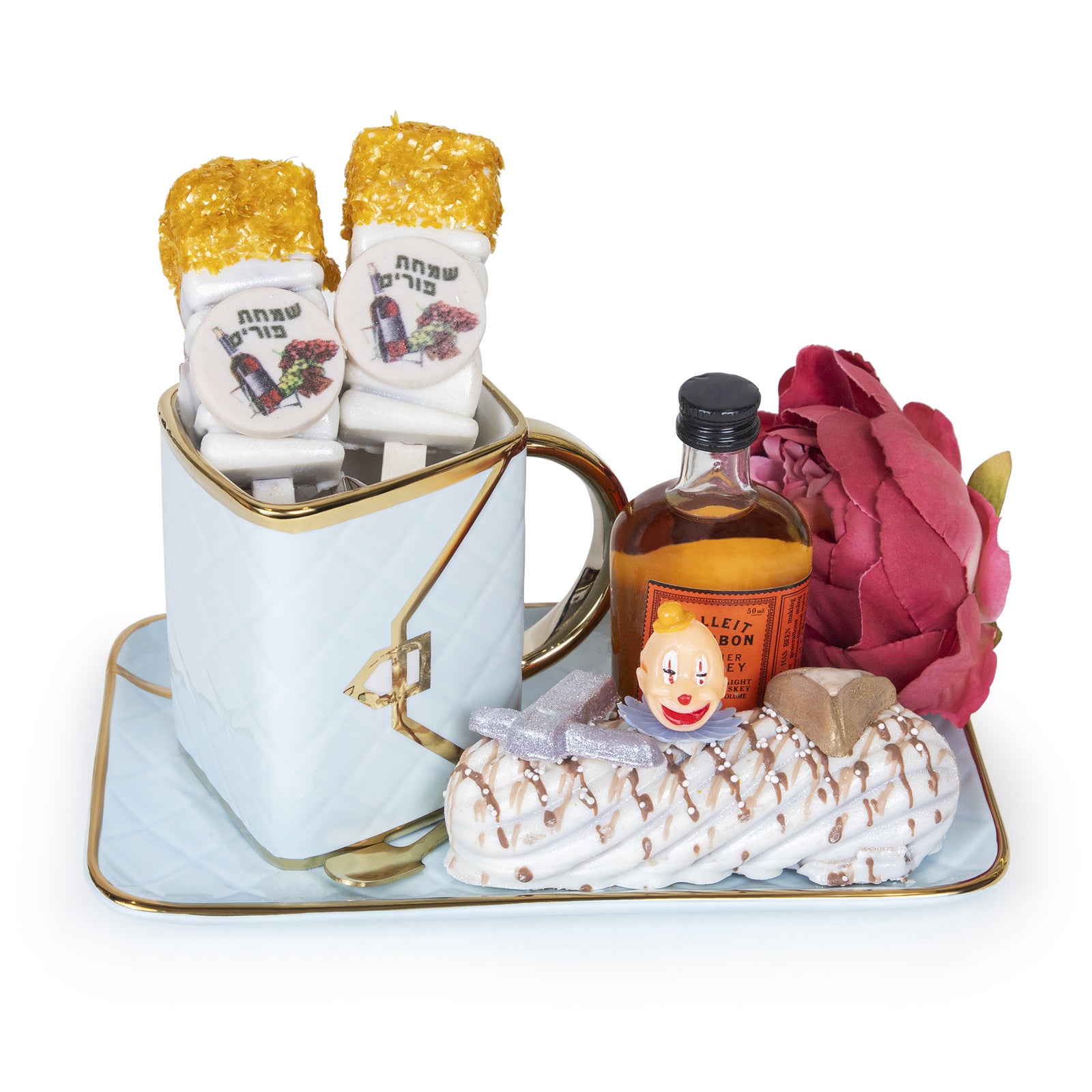 Blue Coffe Cup Chocolate Purim Gift Basket