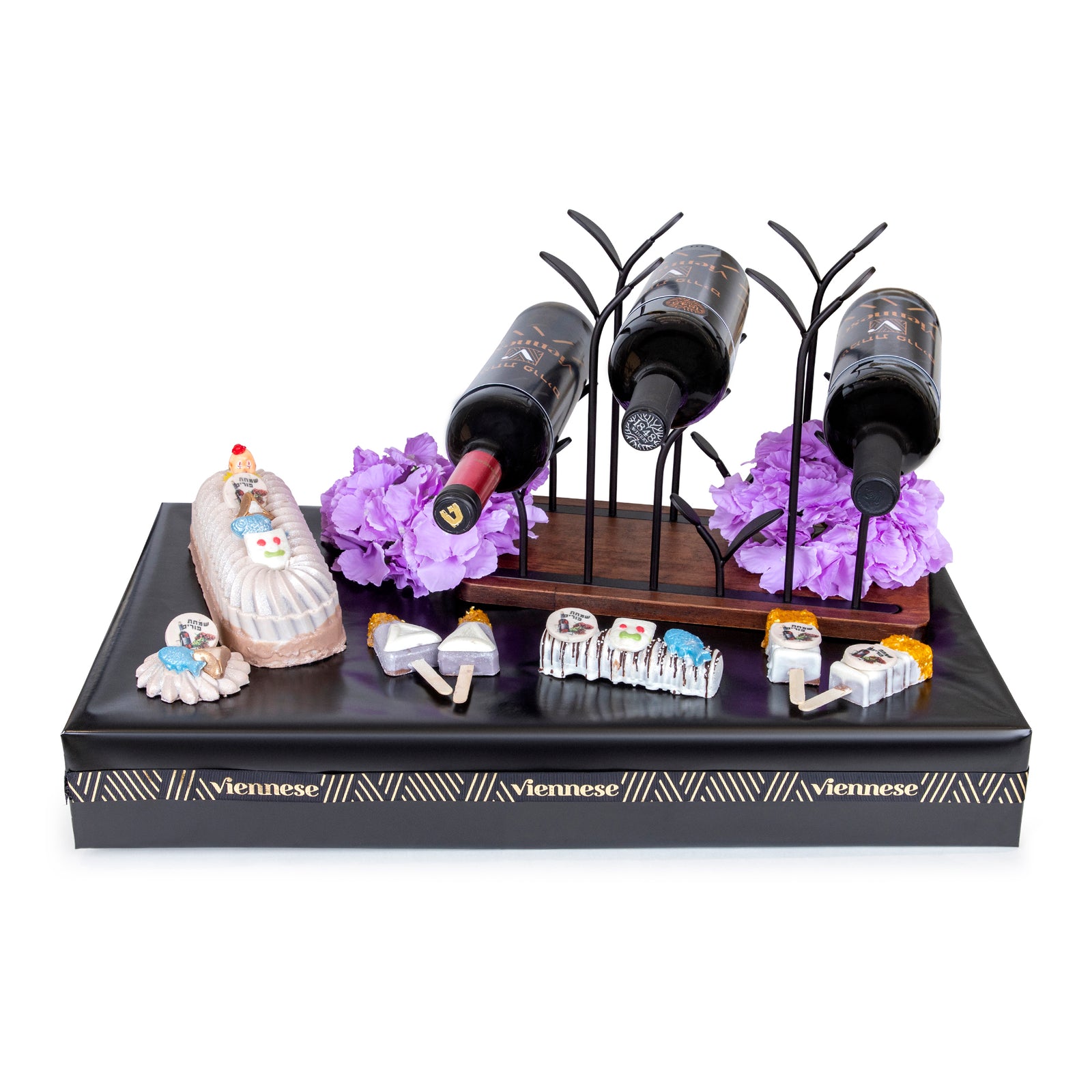 Leaf Wine Rack Chocolate Purim Gift Basket