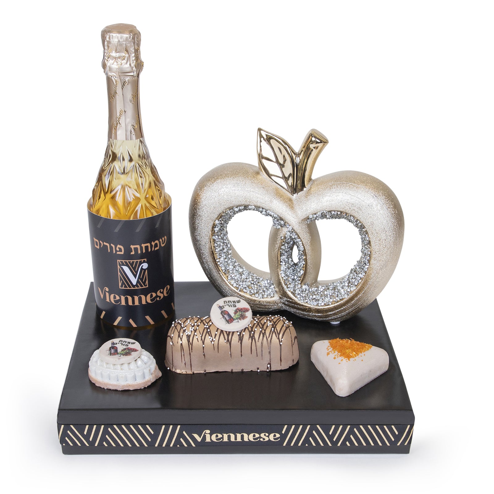Gold Apple Center Pc. Chocolate Purim Gift Basket