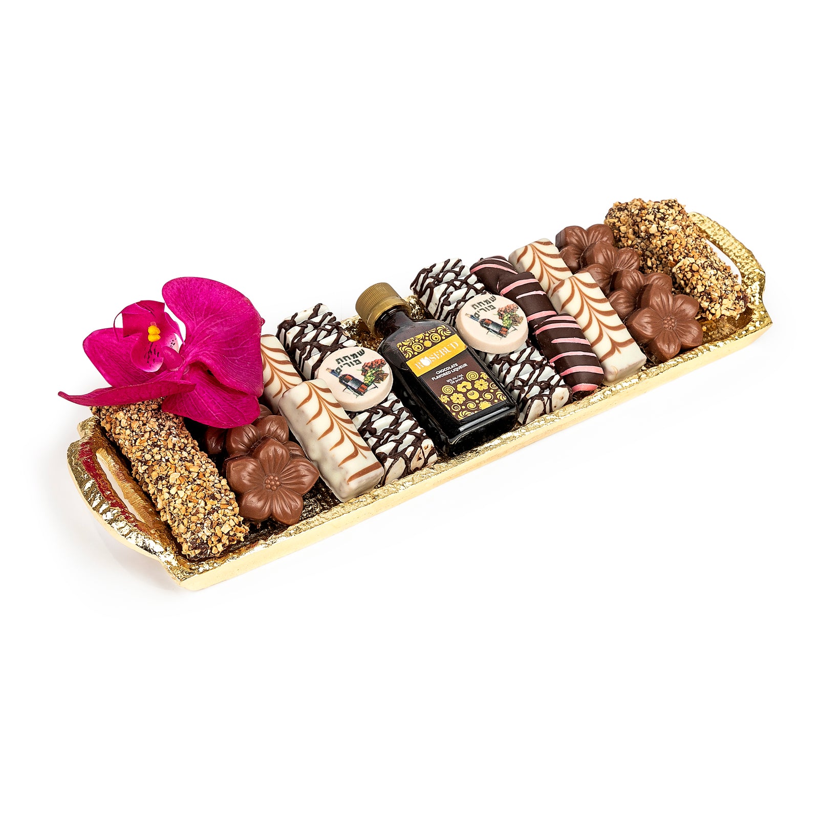 Gold Tray Chocolate Purim Gift Basket