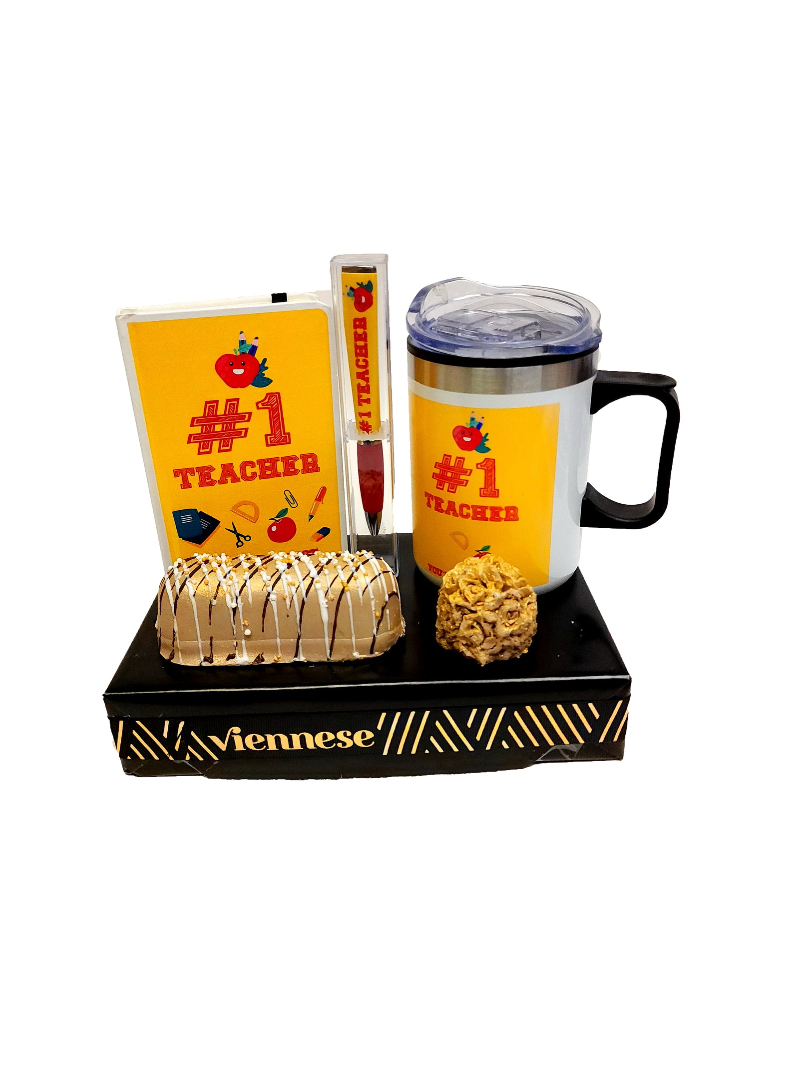 #1 Teacher Gift Chocolate Arrangement Journal Pen and Mug