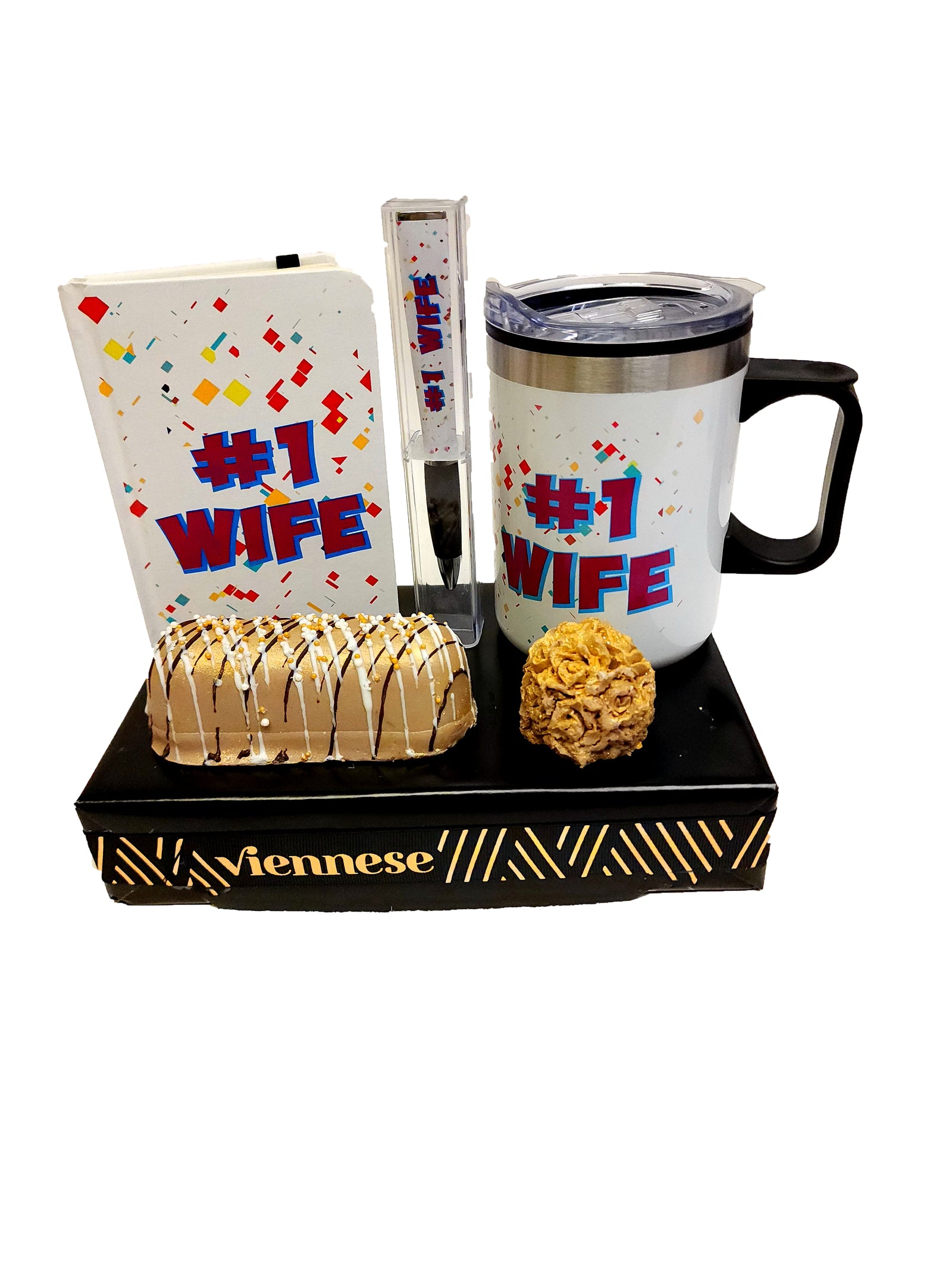 #1 Wife Gift Chocolate Arrangement Journal Pen and Mug