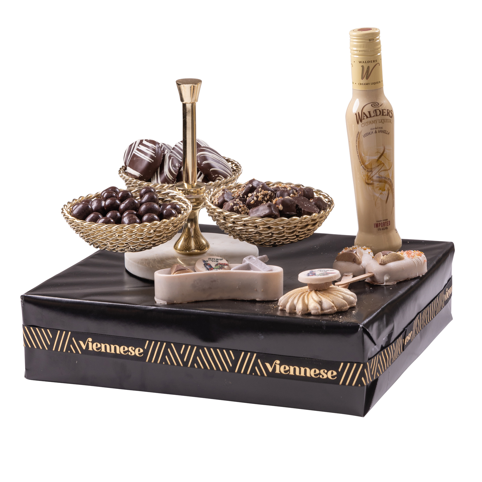 Marble and Gold 3 Sectional Mishloach Manos Purim Gift Basket