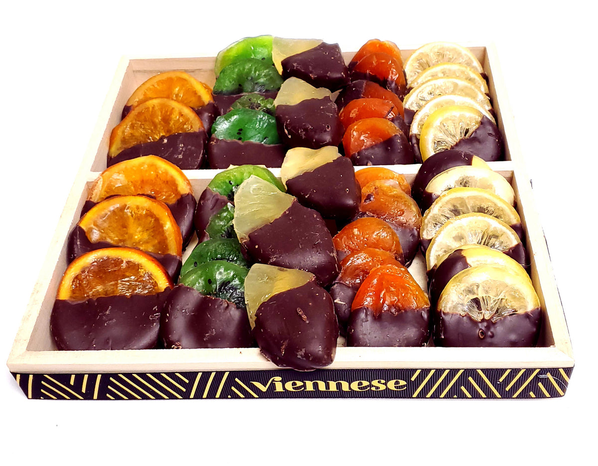 Chocolate covered dryed fruit 4 sectional
