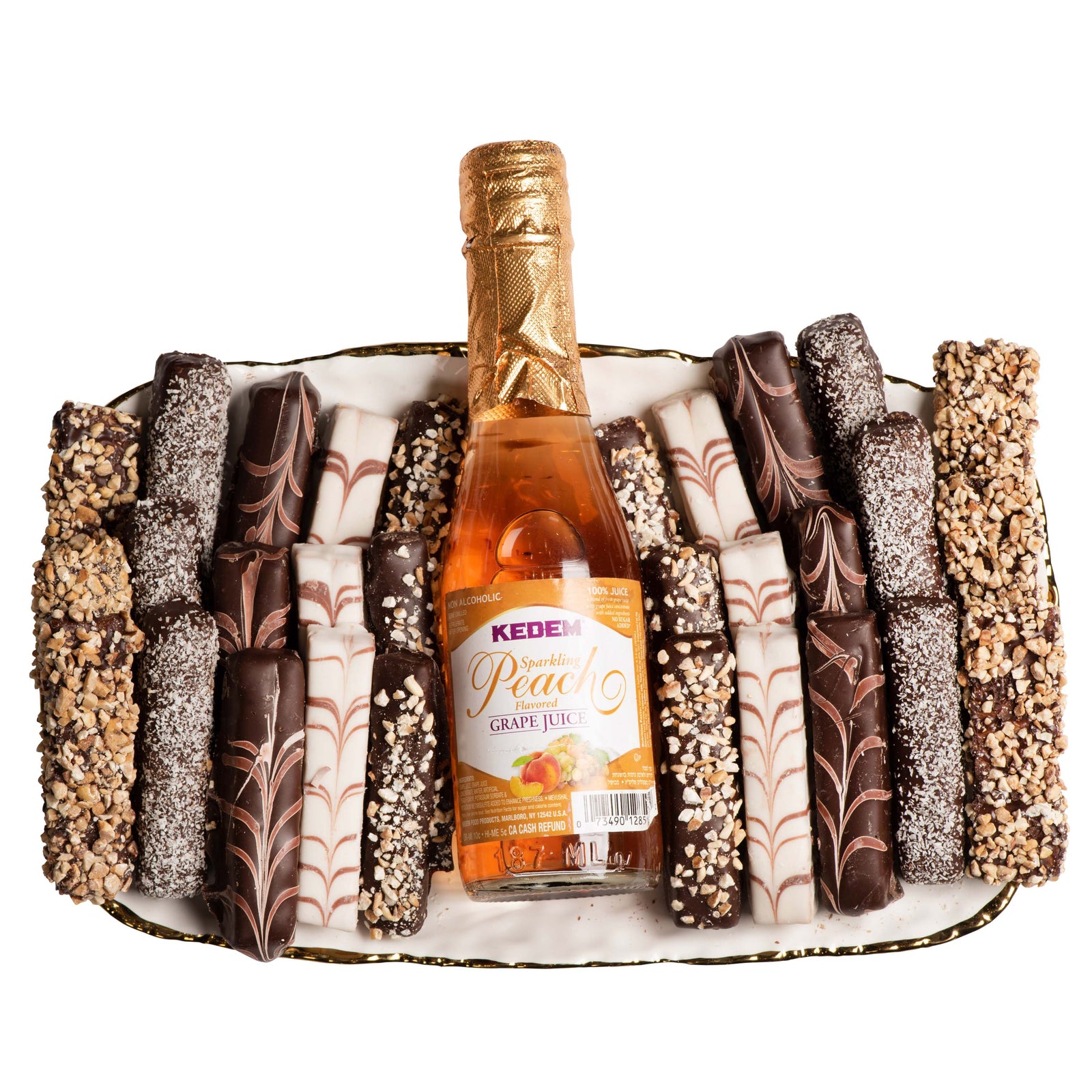 White And Gold Tray Purim Gift Basket Mishloach Manos