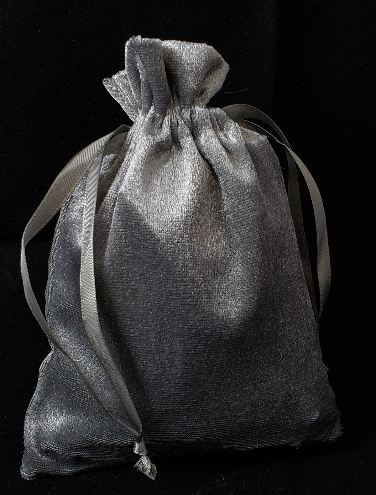 Grey Velvet Organza Sack Bag Upsherin
