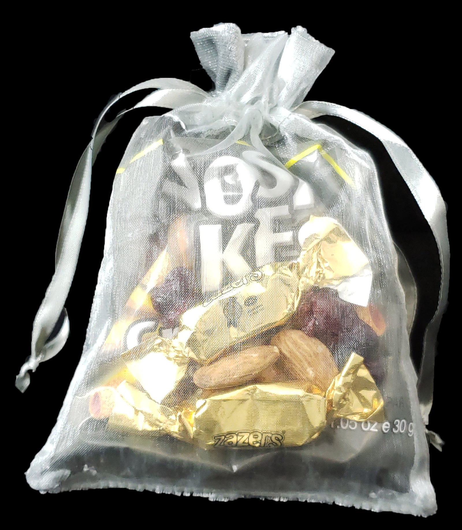 Grey Velvet Organza Sack Bag Upsherin