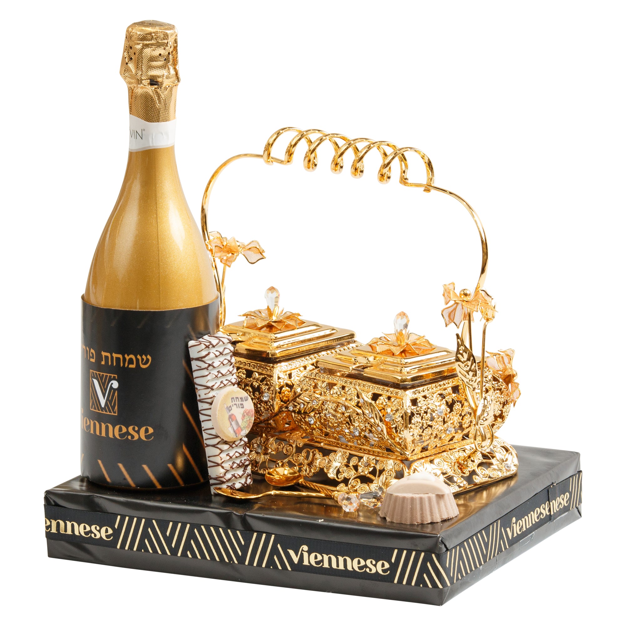 Purim Dipped In Gold Gift Basket Mishloach Manos