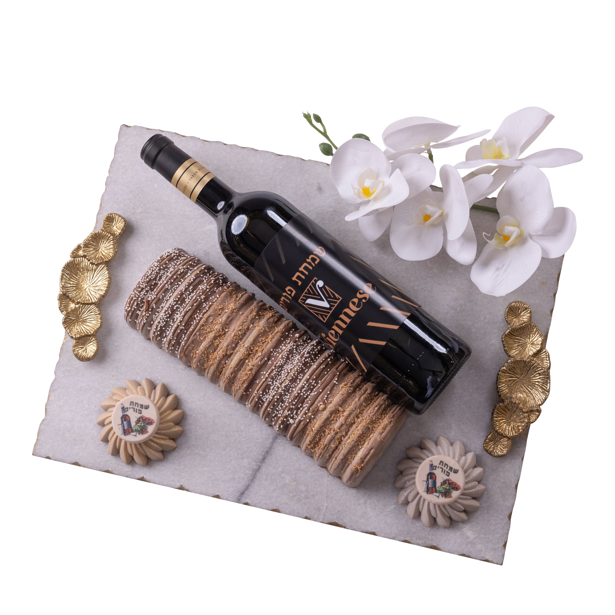 Purim Viennese Chocolate Challah Board Gift Arrangment Basket Mishloach Manos
