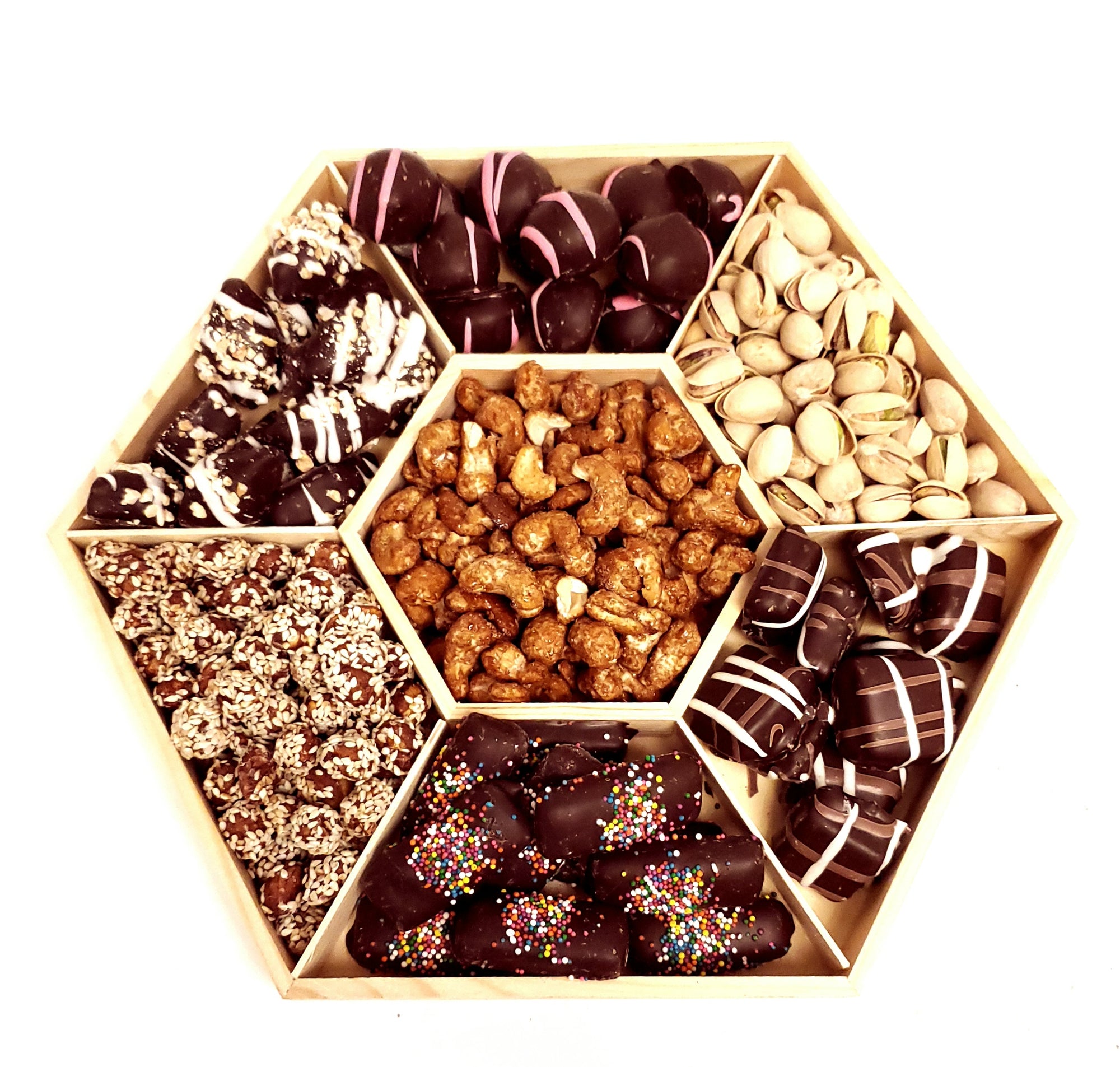 7 SECTION WOOD CHOCO NUTS