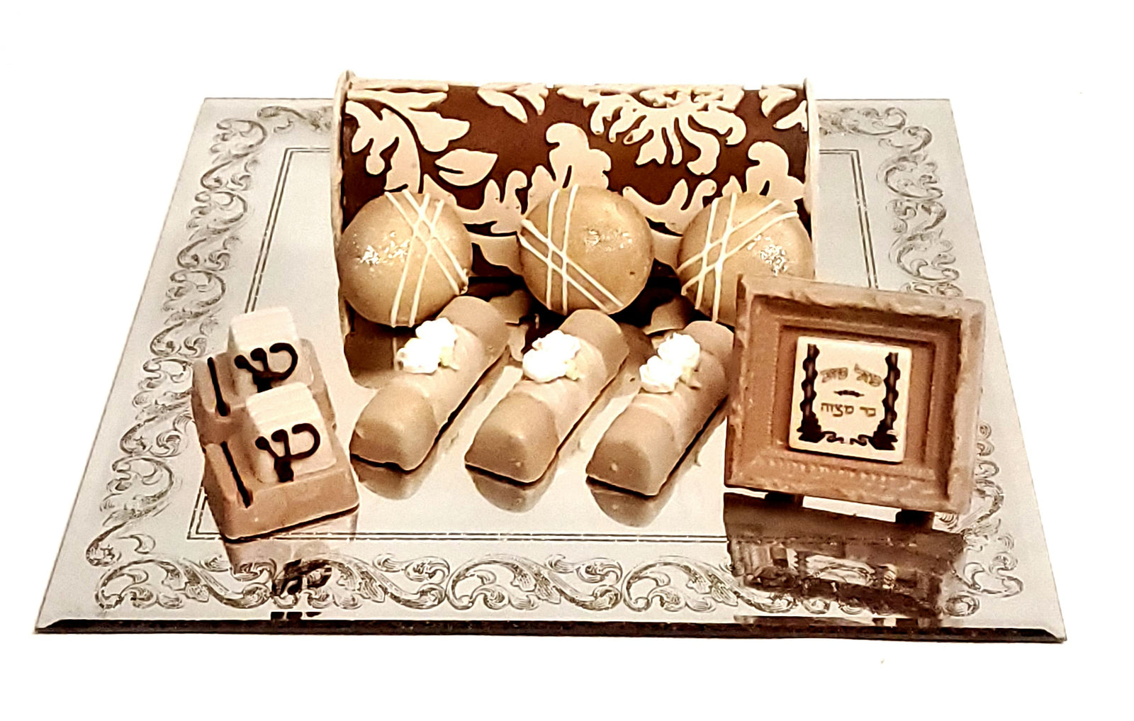 Galss charger Bar Mitzvah Gift Arrangment