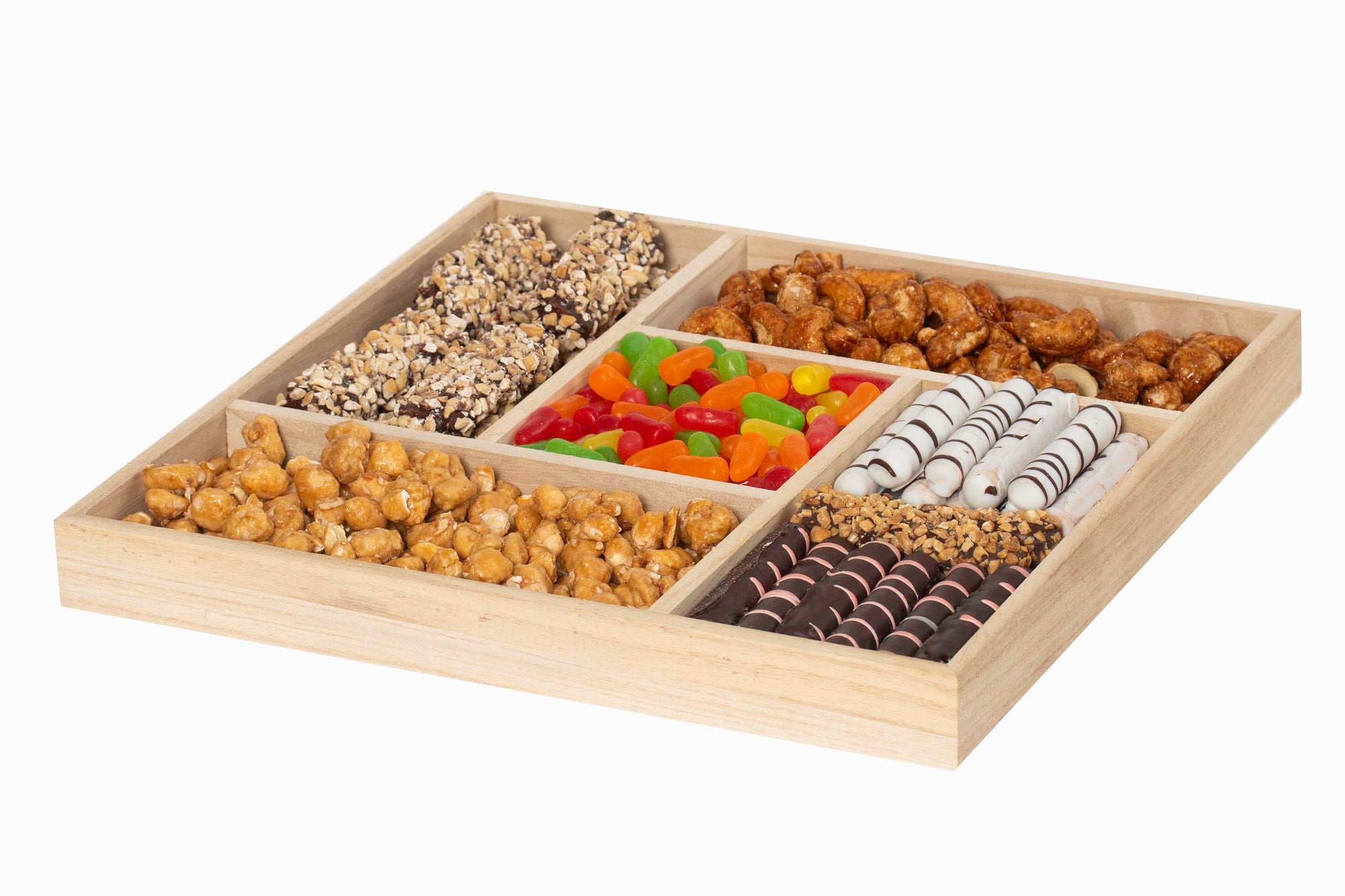 5 SECTION CHOCO NUT CANDY WOOD