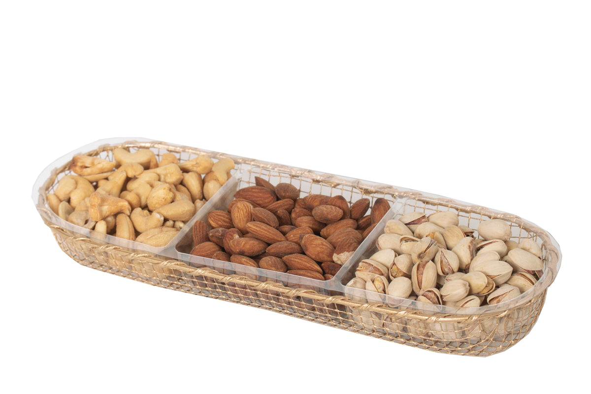 Nuts Oblong Platter 3 Sectional