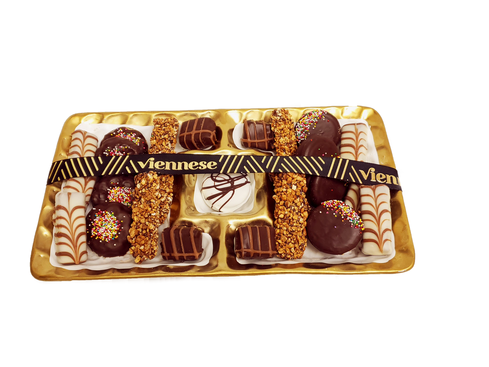 2.5 section white and gold dish