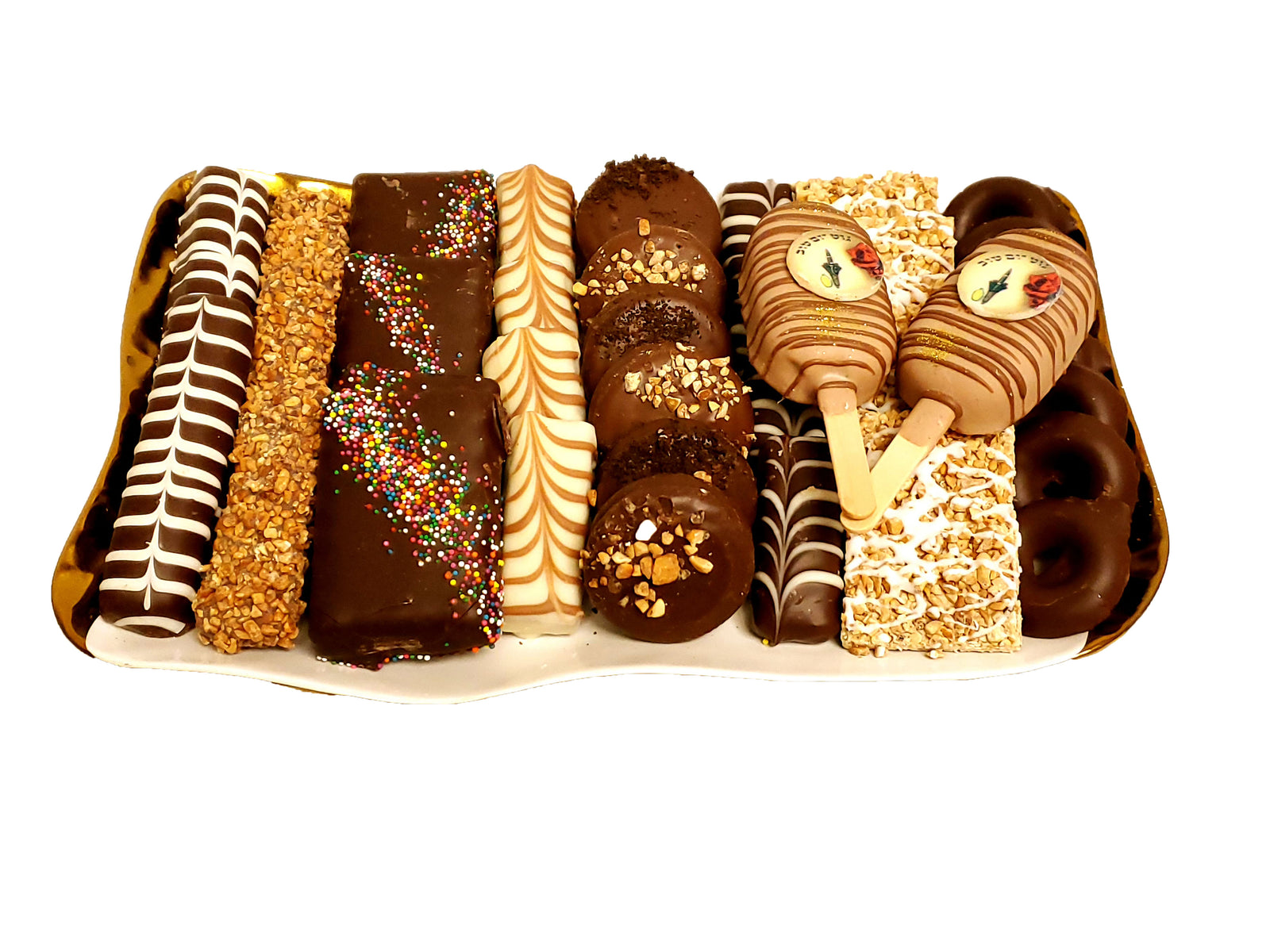 white and gold Sukkos Gift platter