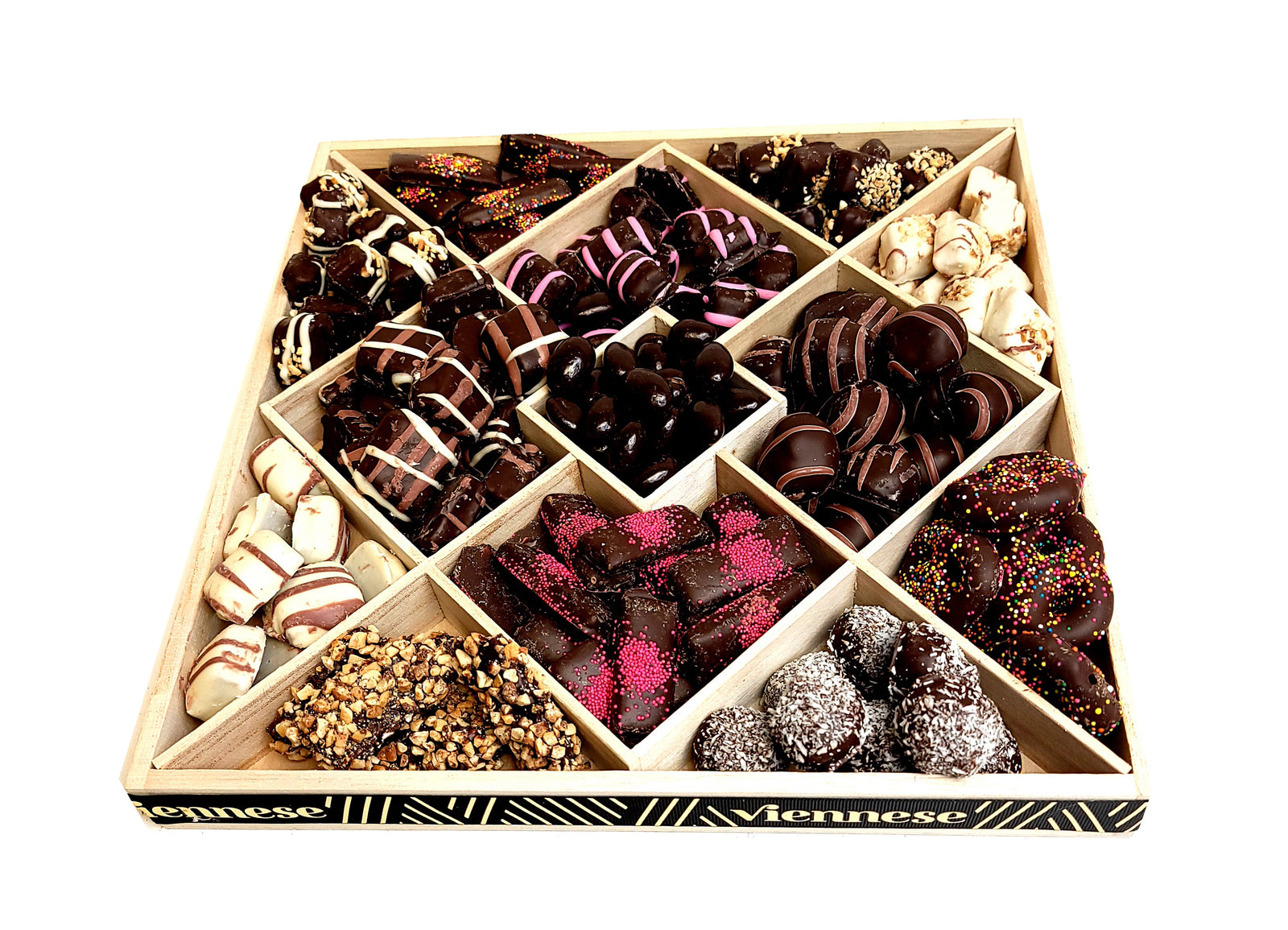 13 sectional wood chocolate platter