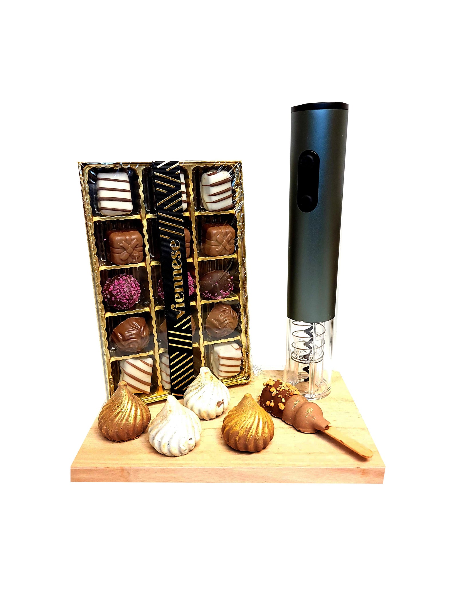 Chocolate Gift Arrangement With Elegant Electric Cork Opener