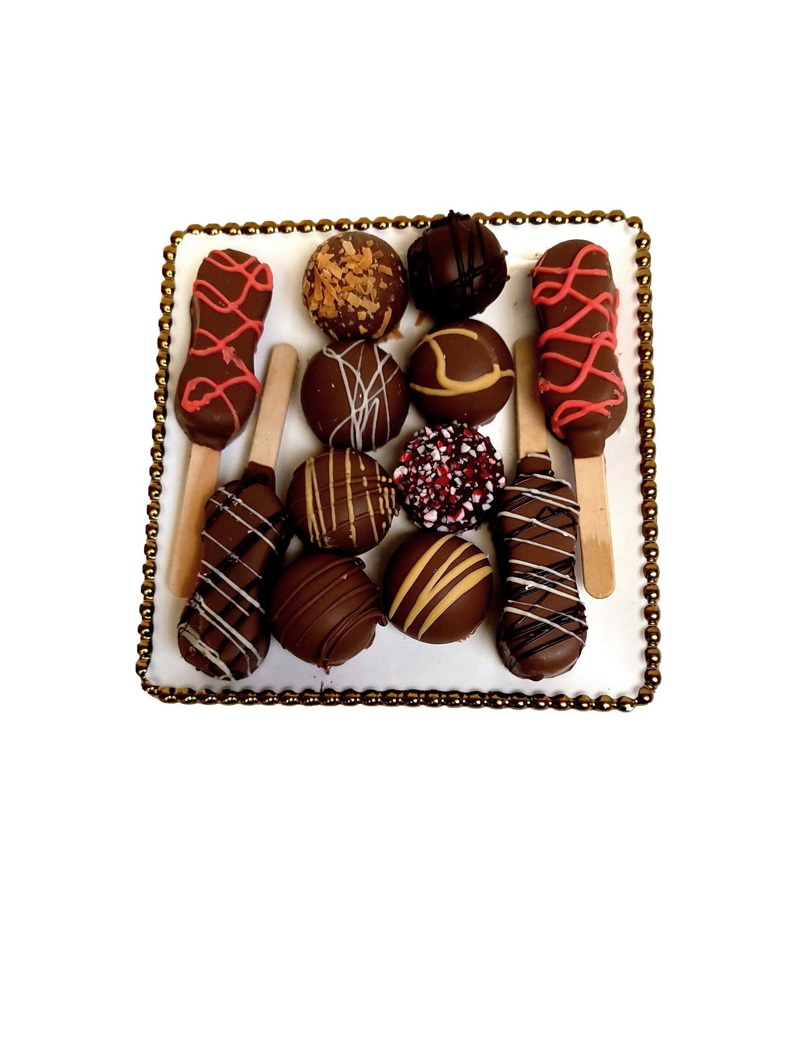 white and gold square dairy platter