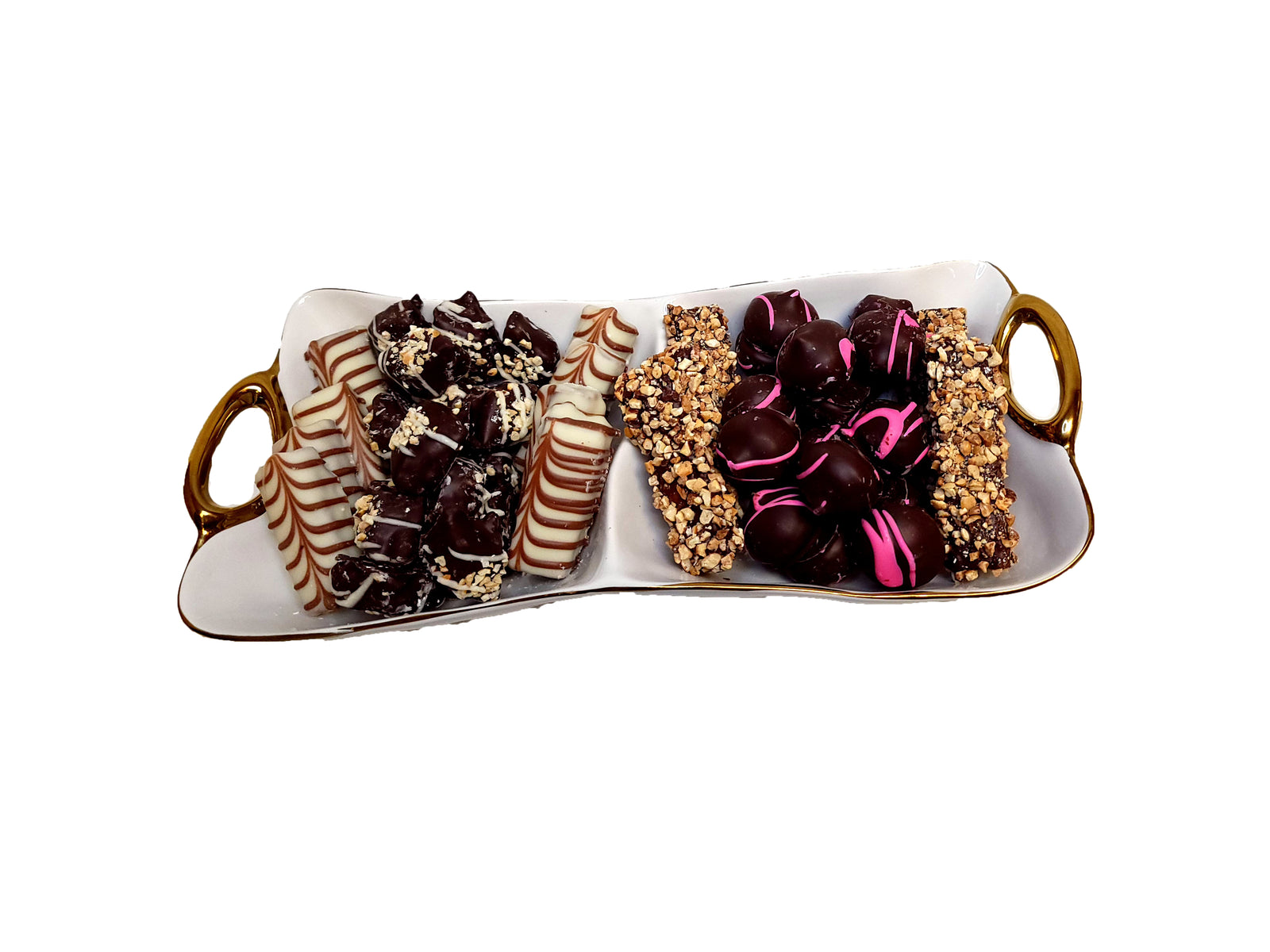 white and gold Double Chocolate