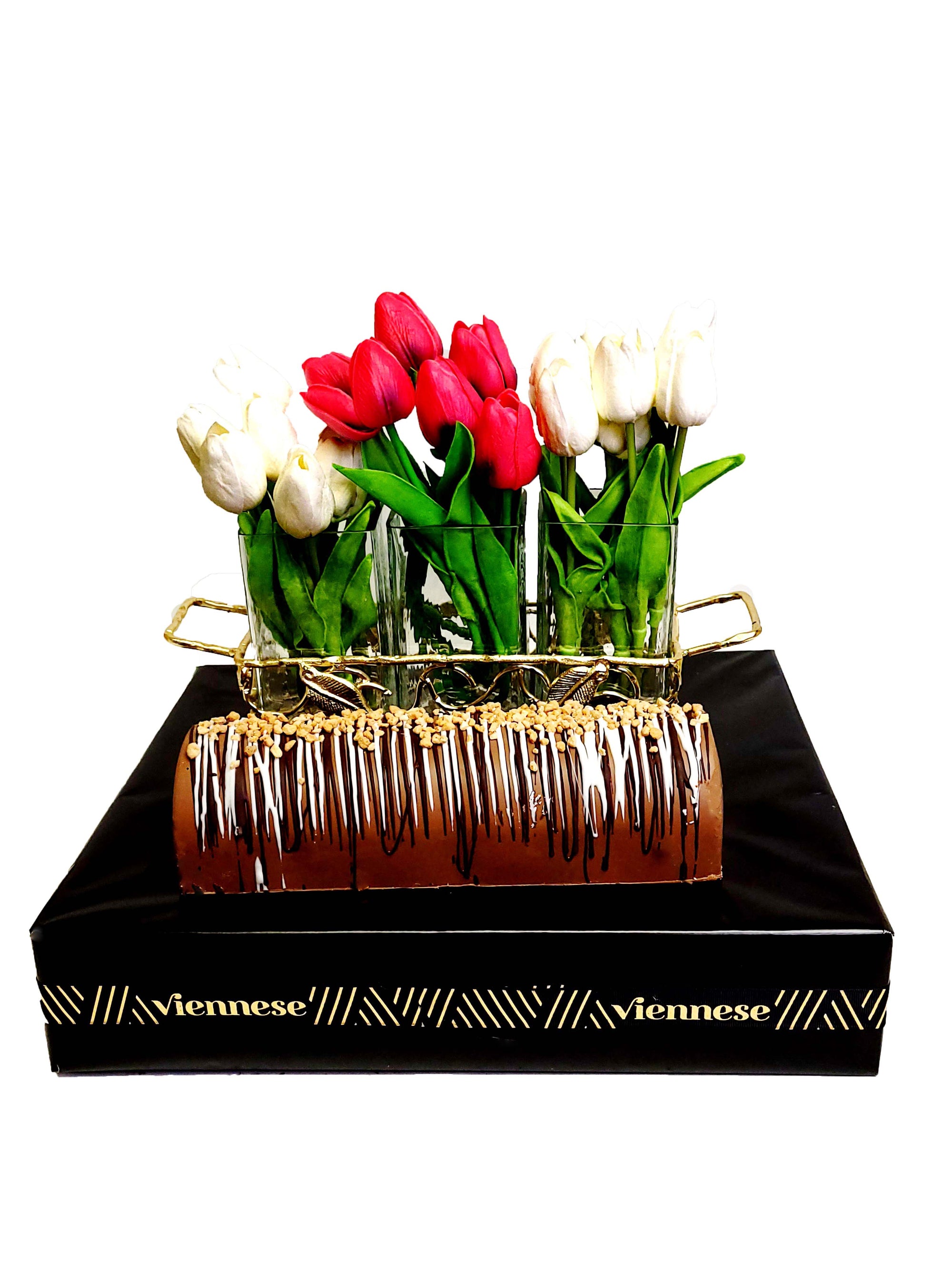 3pc cutlery holder glass and flowers arrangment