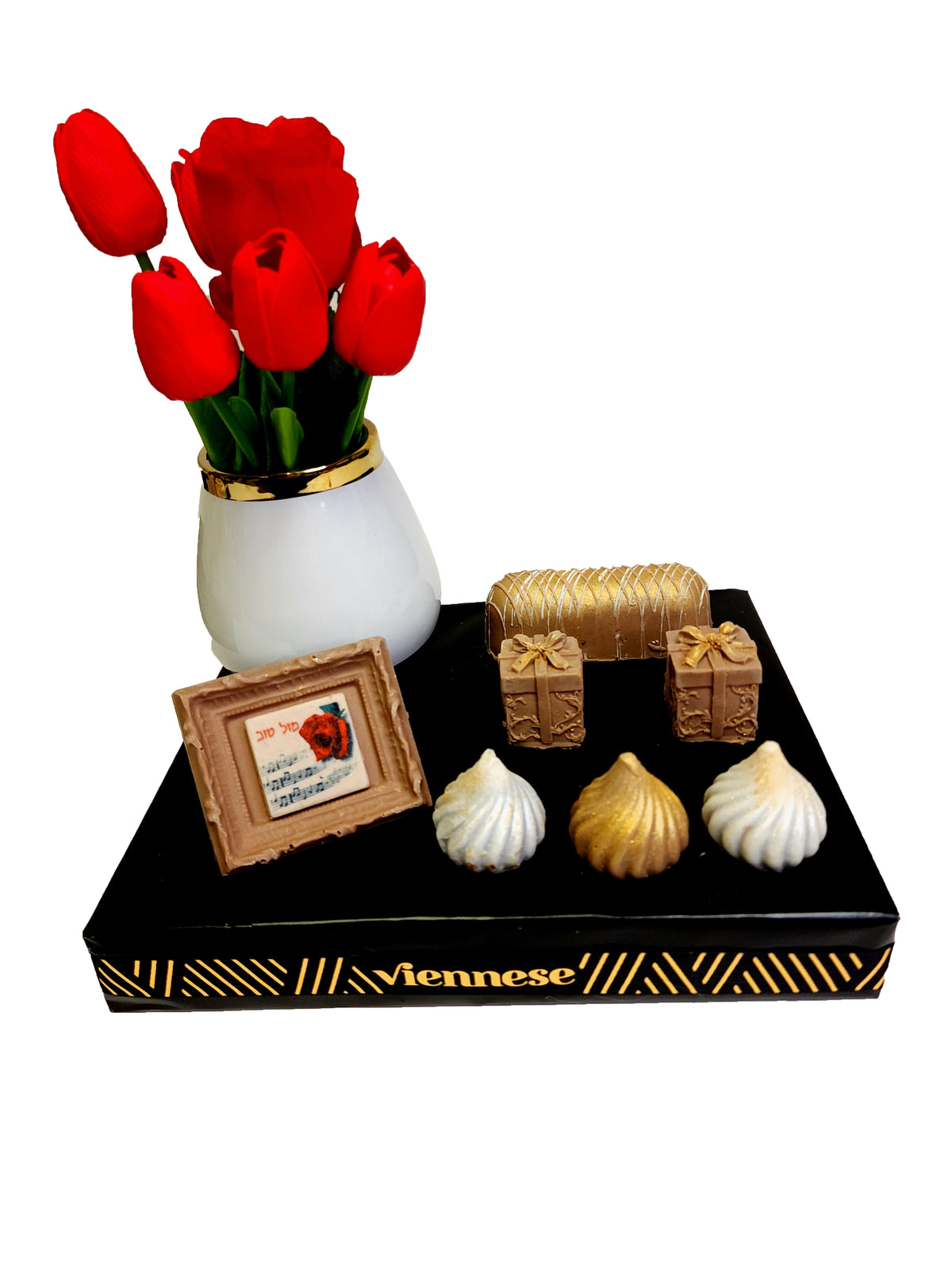 Elegant White And Gold Vass Chocolate Git Arrangement