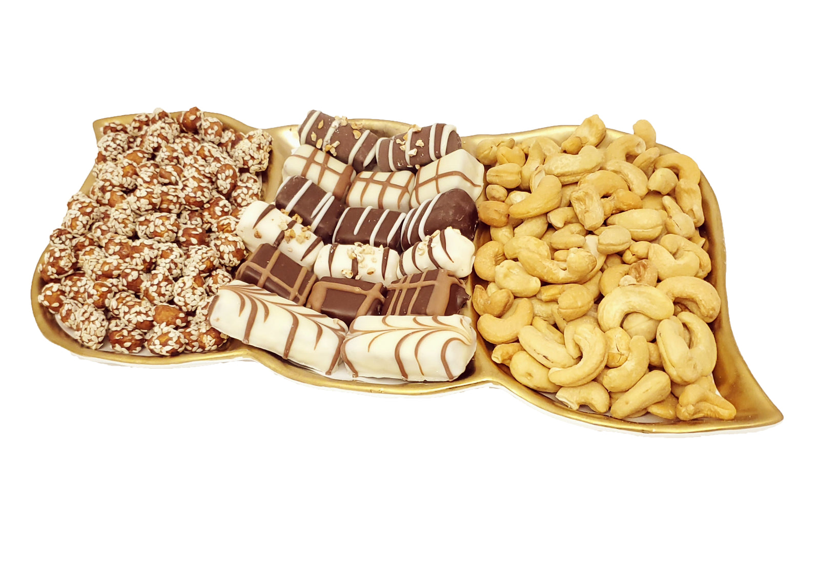 WHITE AND GOLD 3 SECTION DISH